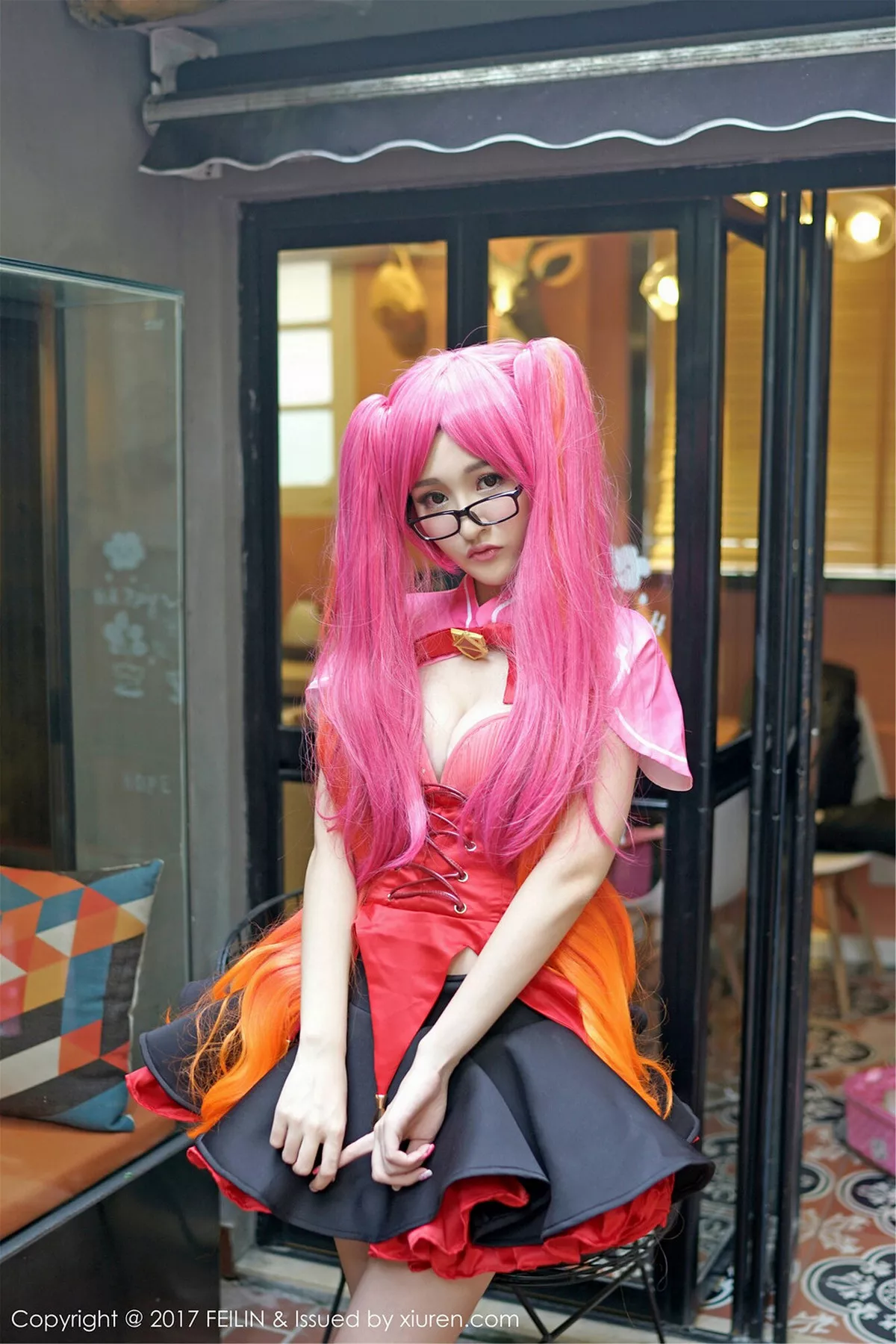 秀人集.com_[FeiLin嗲囡囡]Vol.094_嫩模女神沈梦瑶香艳不知火舞红色丁字裤火辣诱惑写真42P