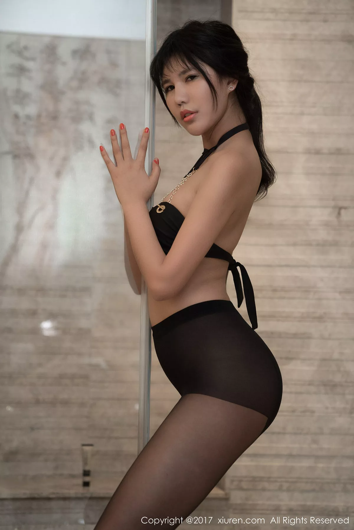 秀人集.com_[XiuRen秀人网]No.780_嫩模安沛蕾居家黑色内衣秀美胸无内黑丝裤袜撩人诱惑写真38P