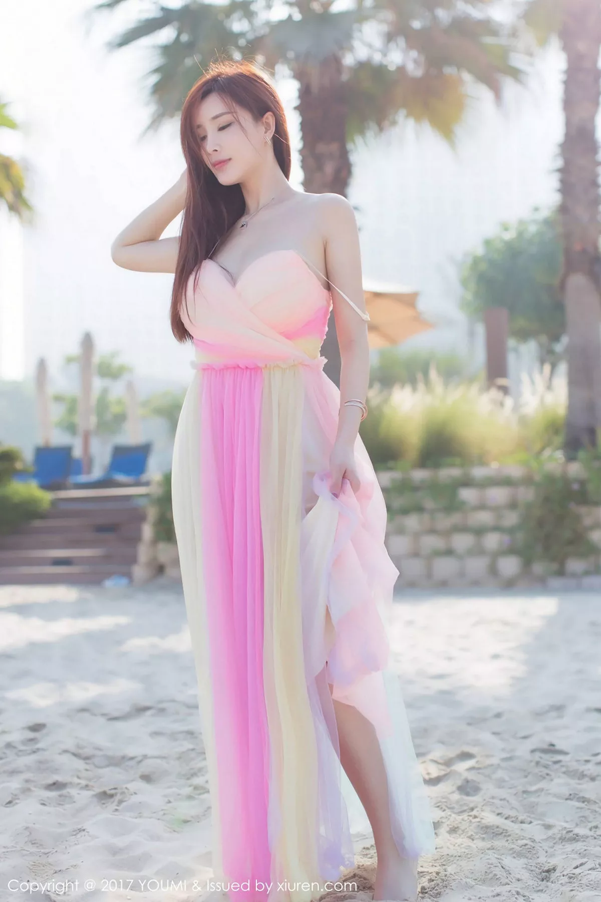 秀人集.com_[YouMi尤蜜荟]Vol.092_嫩模土肥圆矮挫穷海边沙滩清新唯美风彩色长裙性感写真44P