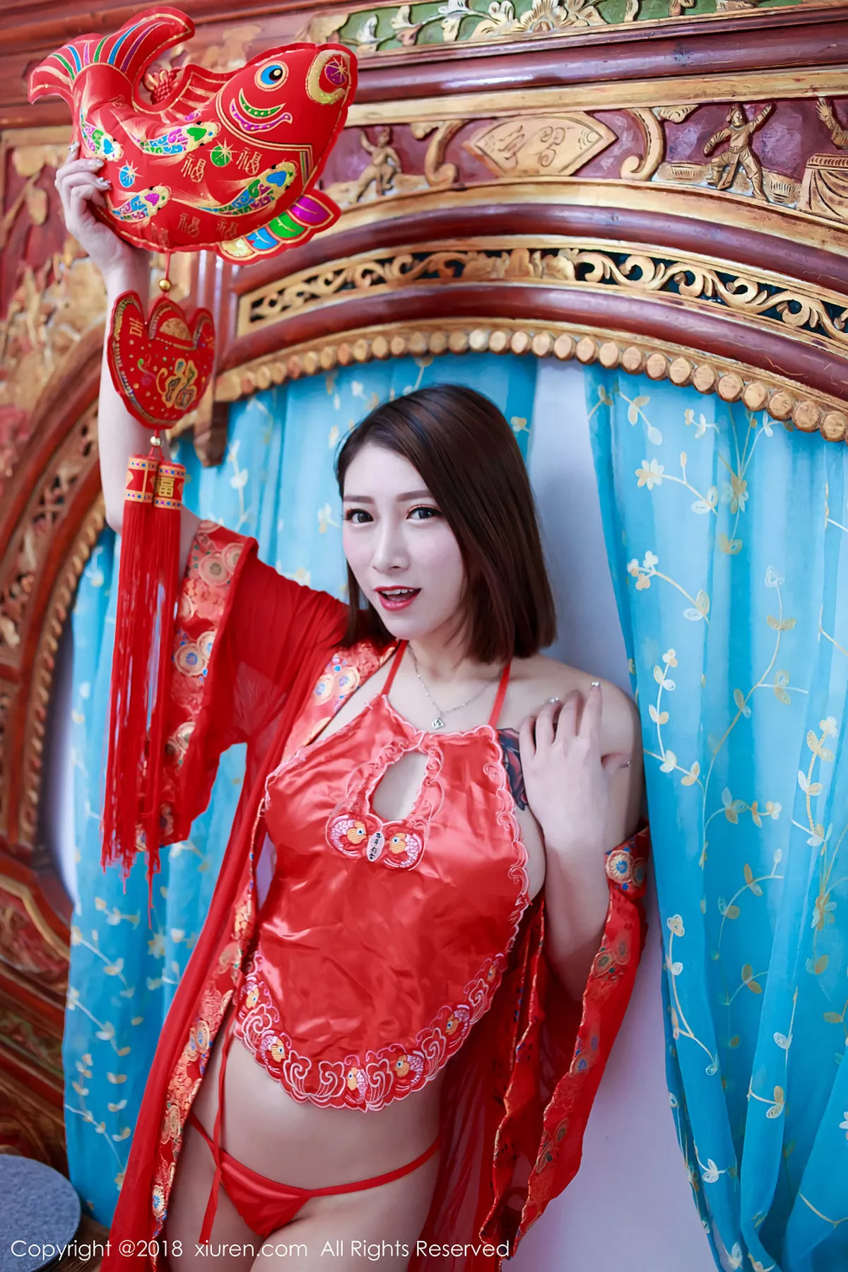 秀人集.com_[XiuRen秀人网]No.914_嫩模杜花花红色高叉旗袍装全脱秀美乳新春诱惑福利写真44P