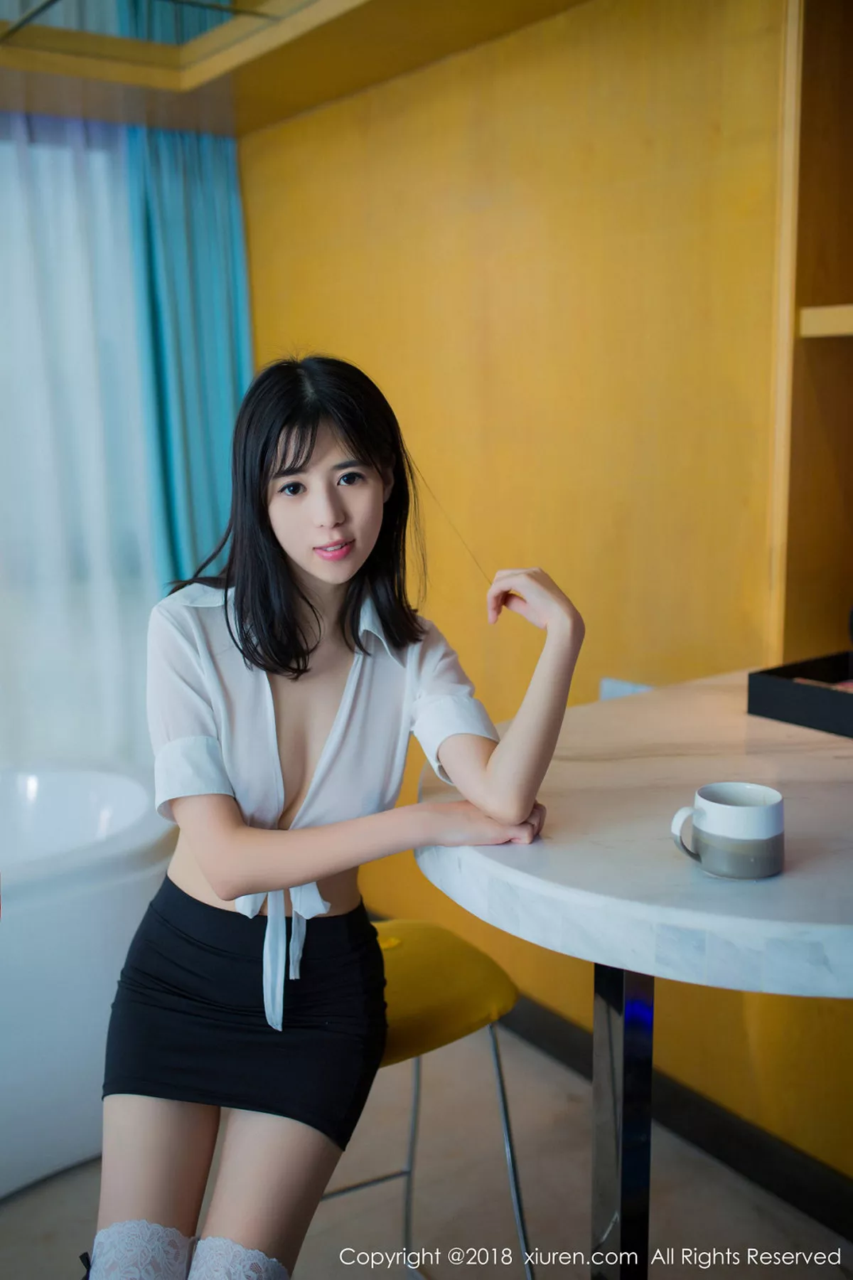 秀人集.com_[XiuRen秀人网]No.1014_嫩模艾栗栗性感小秘书黑色包臀短裙配黑色丝袜诱惑写真46P