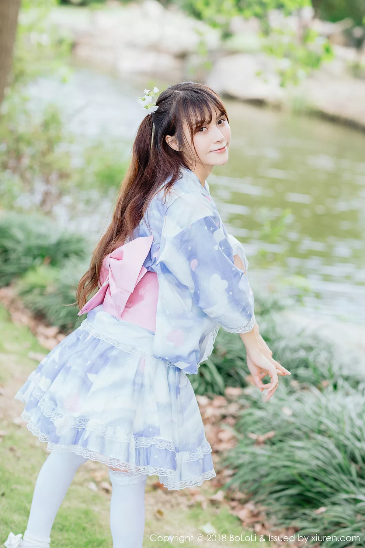 秀人集.com_[Tukmo兔几盟]Vol.118_嫩模夏美酱户外日系百花裙配白丝袜清新迷人写真61P