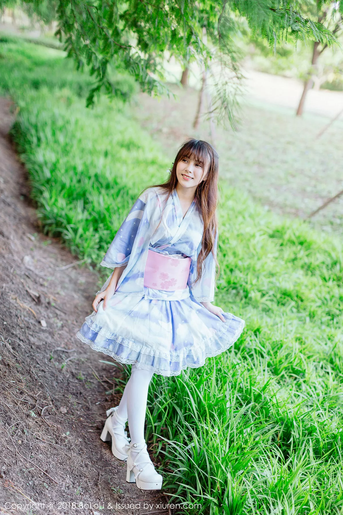 秀人集.com_[Tukmo兔几盟]Vol.118_嫩模夏美酱户外日系百花裙配白丝袜清新迷人写真61P