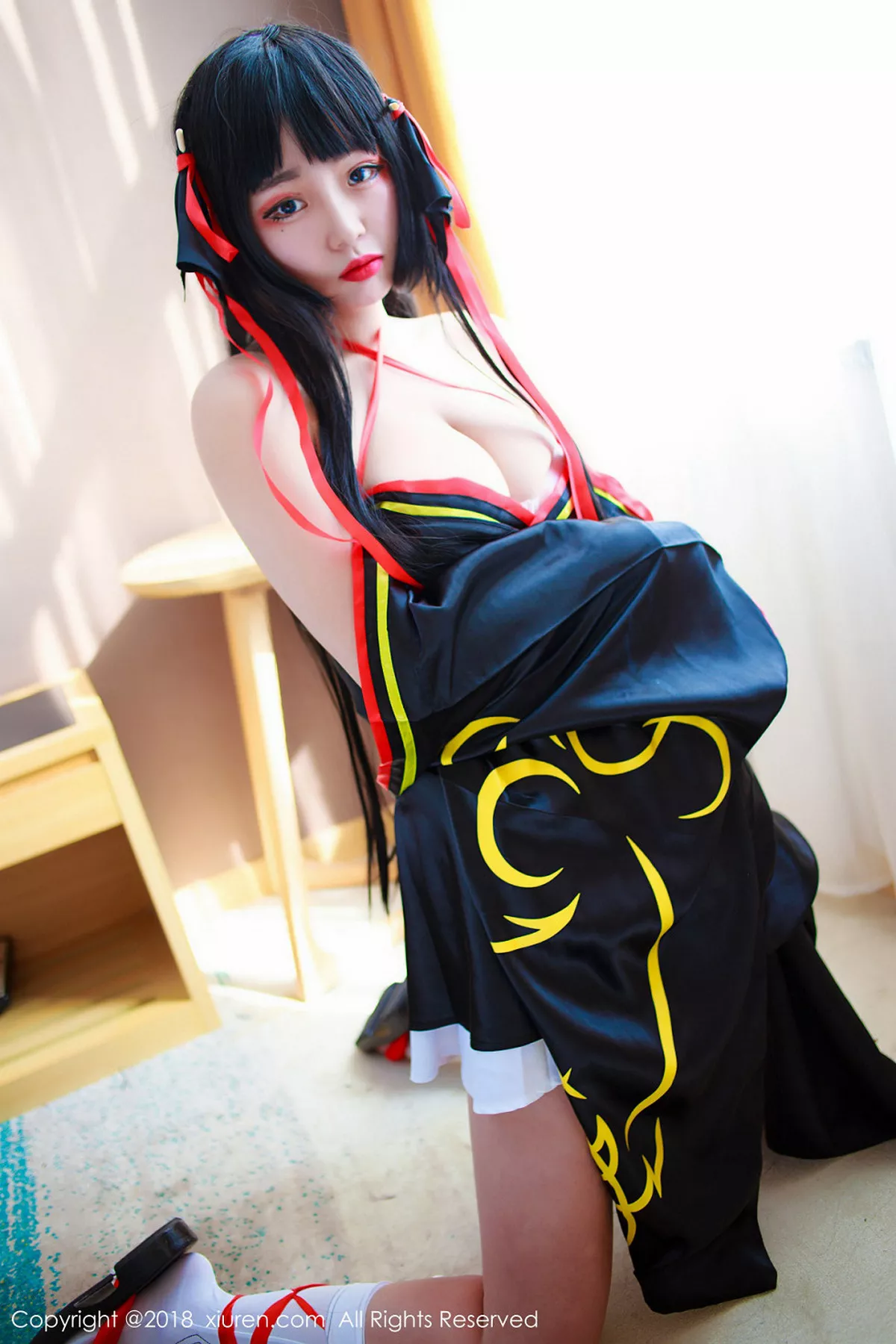 秀人集.com_[XiuRen秀人网]No.1118_嫩模米粒米粒私房COS露豪乳红色血滴子遮点极致诱惑写真50P