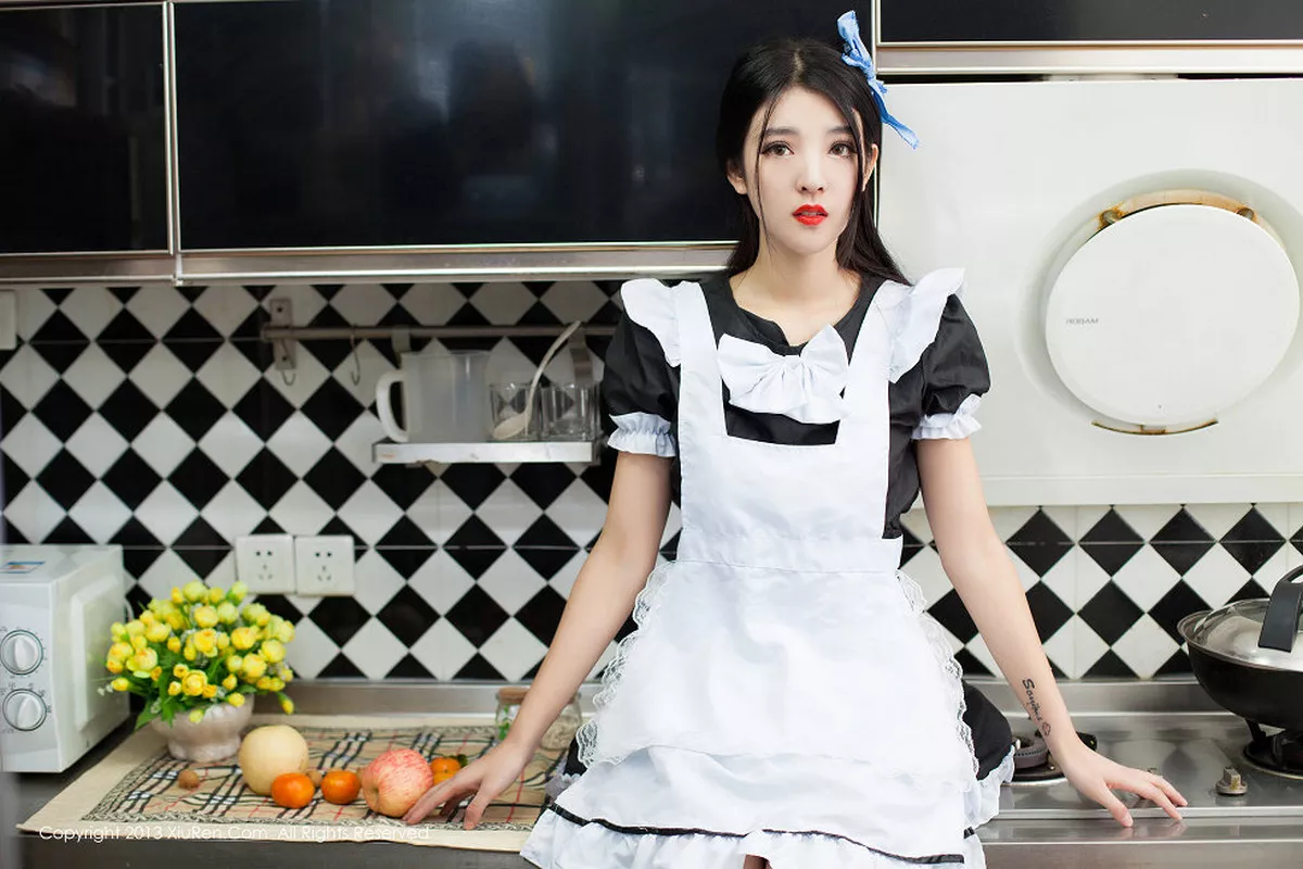 秀人集.com_[XiuRen秀人网]No.066_绝美女神陈大榕黑色女仆装性感厨娘系列写真秀110P