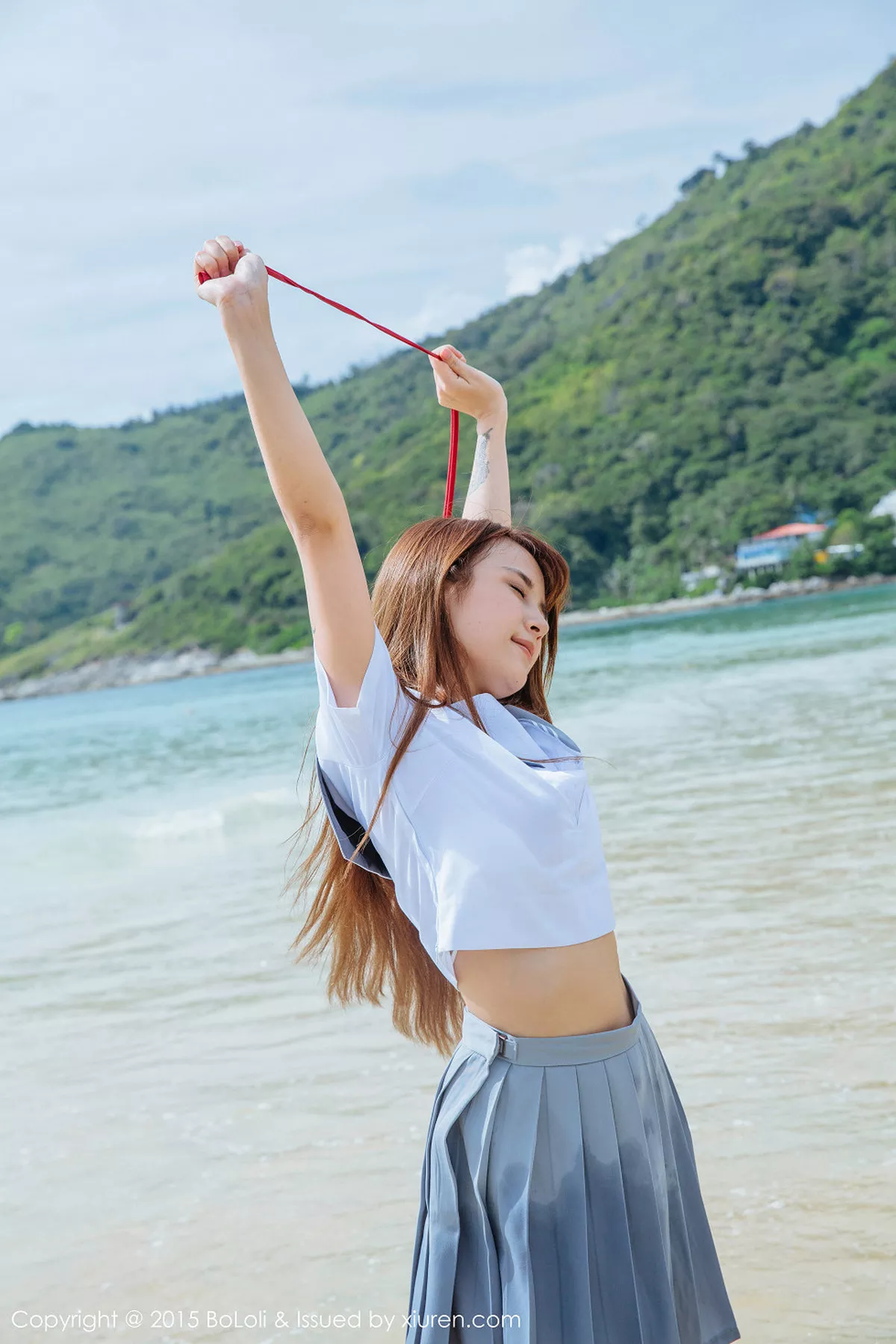 秀人集.com_[BoLoli波萝社]Vol.077_嫩模夏美酱普吉岛旅拍海边学生制服湿身诱惑写真46P