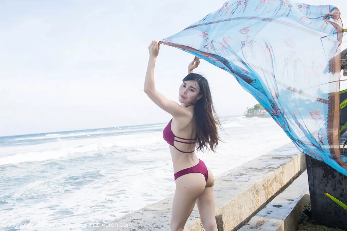 秀人集.com_[IMISS爱蜜社]Vol.109_嫩模沈佳熹巴厘岛旅拍第二套酒红色比基尼性感美胸写真51P