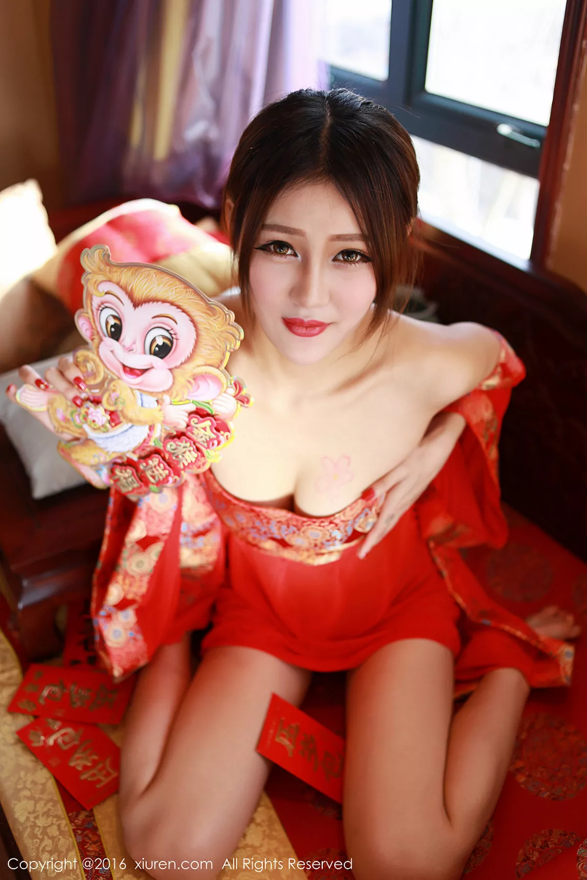 秀人集.com_[XiuRen秀人网]No.476_嫩模王乔恩Abby火红肚兜秀美乳新春福利诱惑写真50P