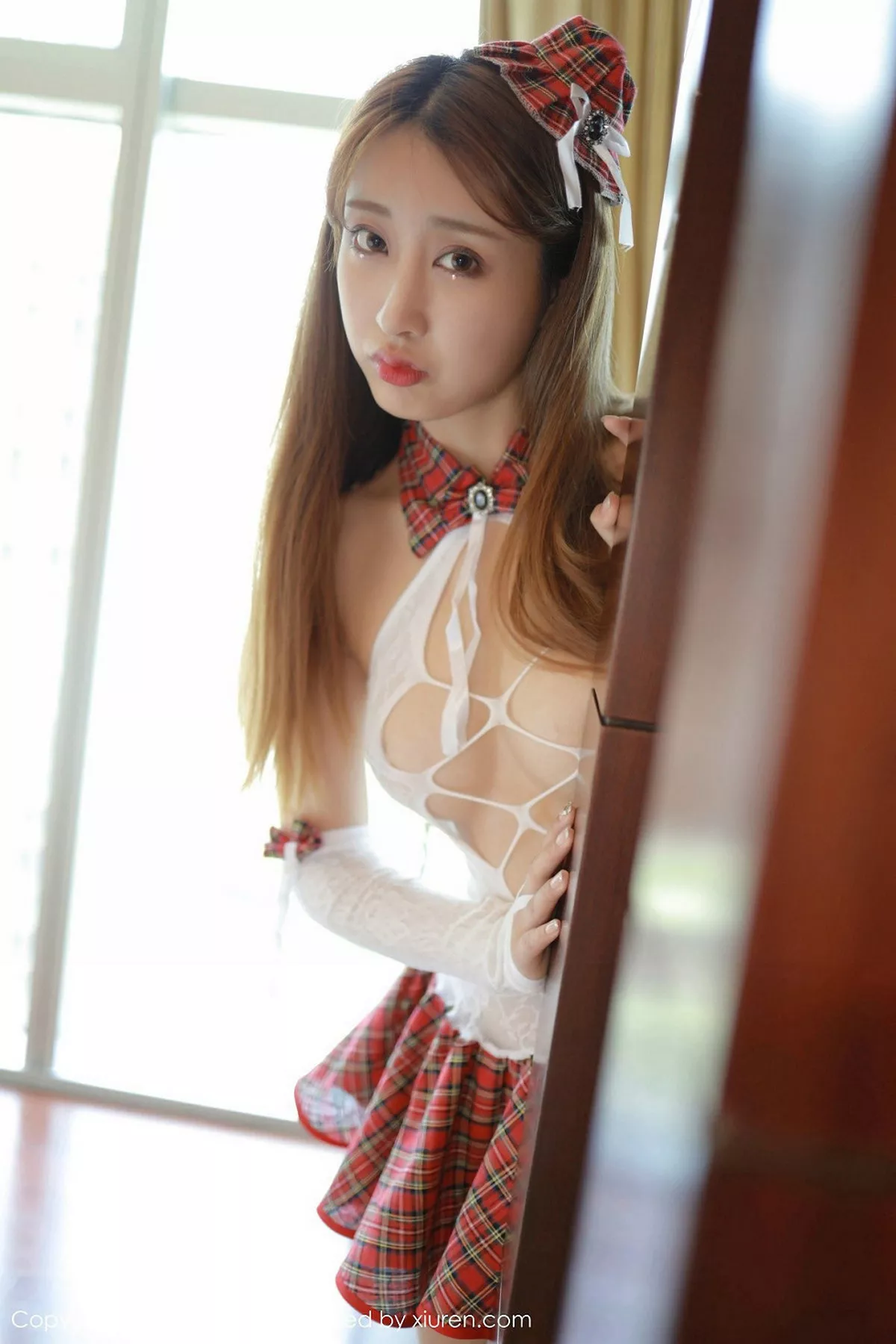 秀人集.com_[MFStar模范学院]Vol.208_嫩模Betty林子欣性感学生制服缕空内衣秀火辣身材诱惑写真43P