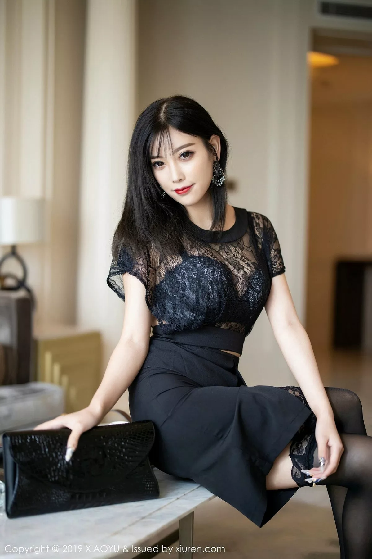 秀人集.com_[XiaoYu画语界]Vol.162_女神杨晨晨sugar海南旅拍私房黑色缕空内衣惹火诱惑写真85P