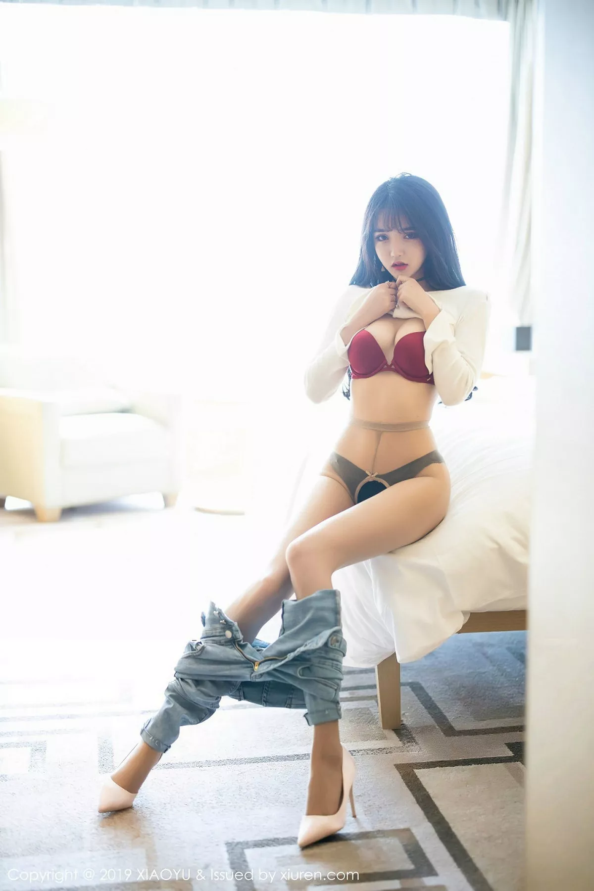 秀人集.com_[XiaoYu画语界]Vol.212_嫩模Miko酱吖私房脱紧身牛仔裤露超薄肉丝撩人诱惑写真108P