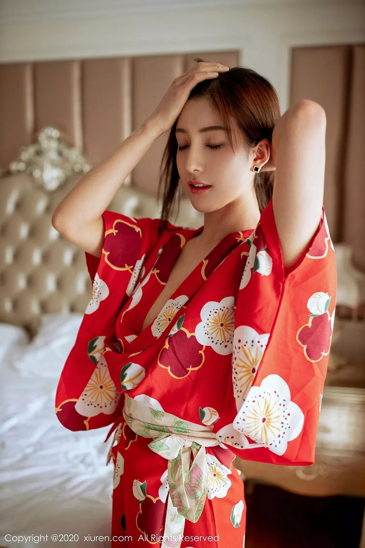 秀人集.com_[XiuRen秀人网]No.2015_嫩模林文文yooki私房鲜艳和服配无内黑丝撩人姿势诱惑写真65P