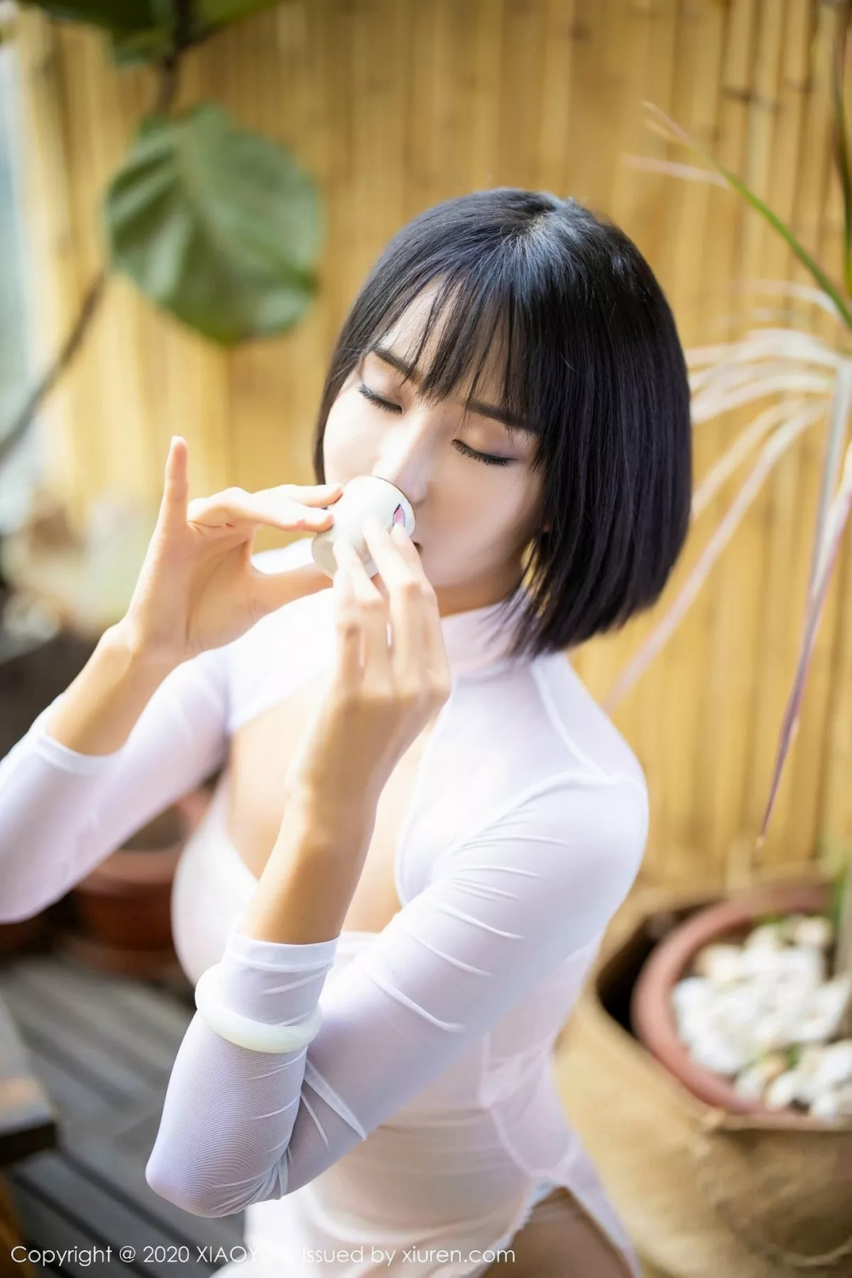 秀人集.com_[XiaoYu画语界]Vol.269_嫩模蓝夏Akasha私房白色高叉内衣配无内肉丝极致诱惑写真72P