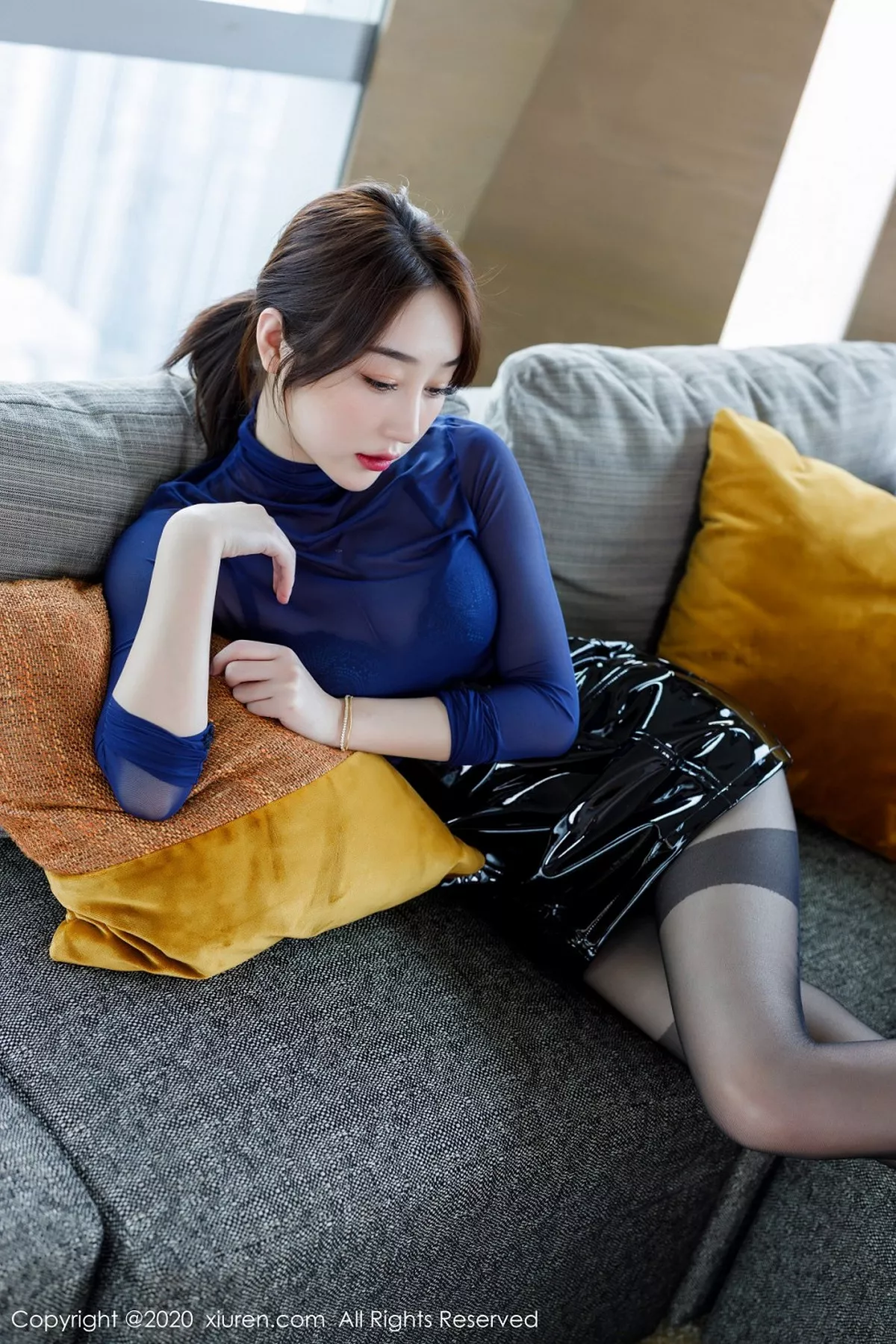 秀人集.com_[XiuRen秀人网]No.2129_嫩模九月生私房飒爽黑短裙蕾丝内衣配黑丝袜极致魅惑写真63P