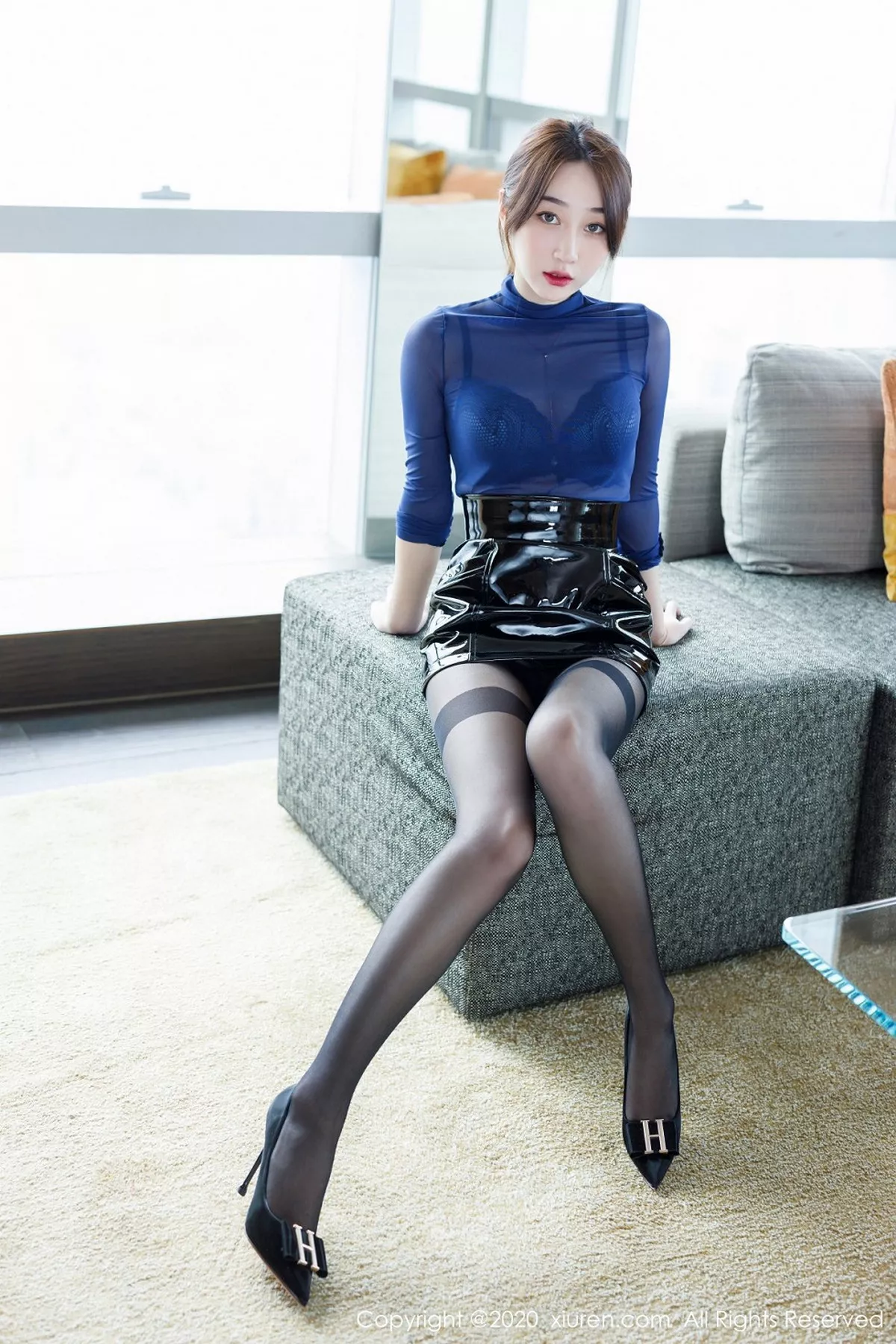 秀人集.com_[XiuRen秀人网]No.2129_嫩模九月生私房飒爽黑短裙蕾丝内衣配黑丝袜极致魅惑写真63P