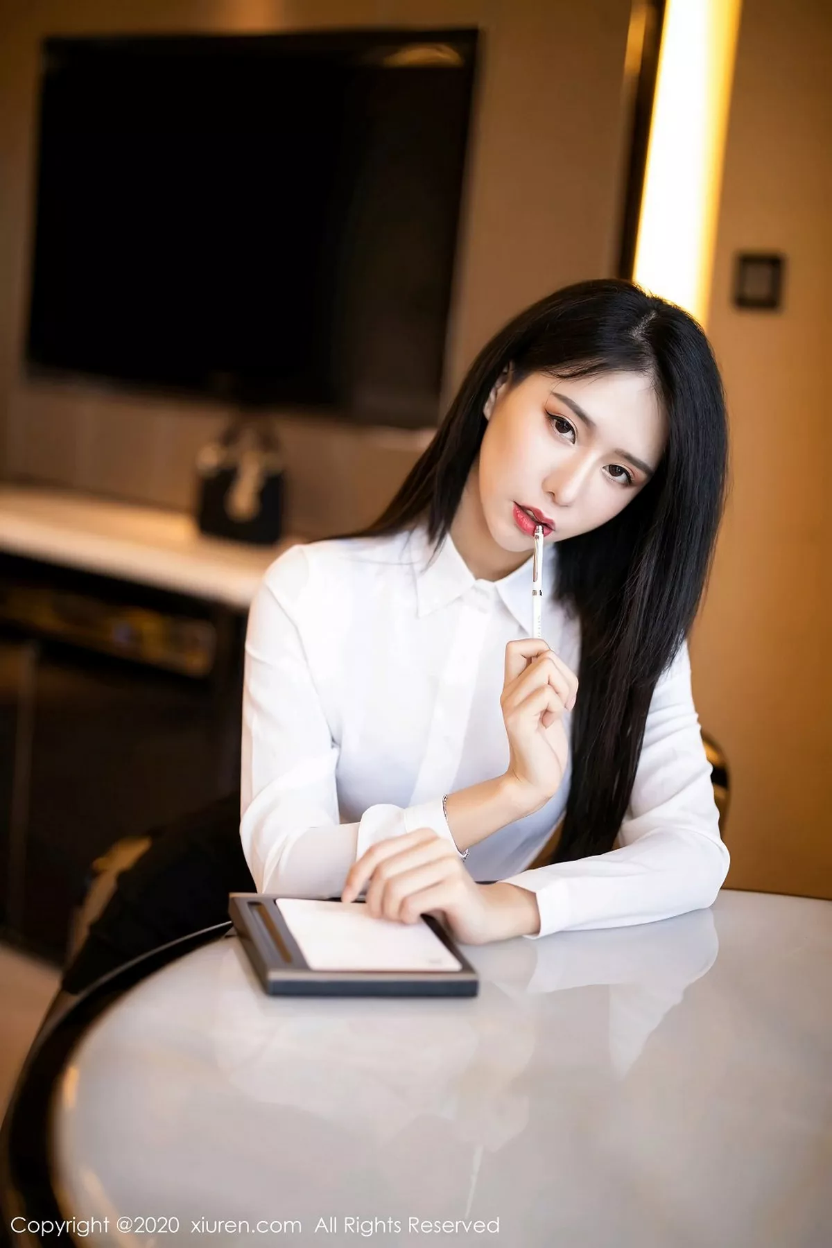 秀人集.com_[XiuRen秀人网]No.2148_嫩模BABY_柒私房白衬衫秘书装半脱露无内黑丝裤袜撩人诱惑写真90P