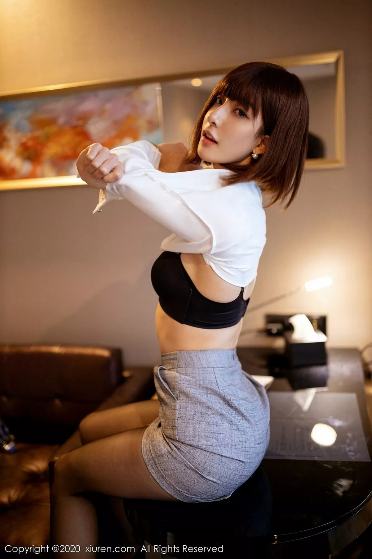 秀人集.com_[XiuRen秀人网]No.2105_嫩模林文文yooki私房西装秘书主题半脱露性感黑色内衣诱惑写真68P