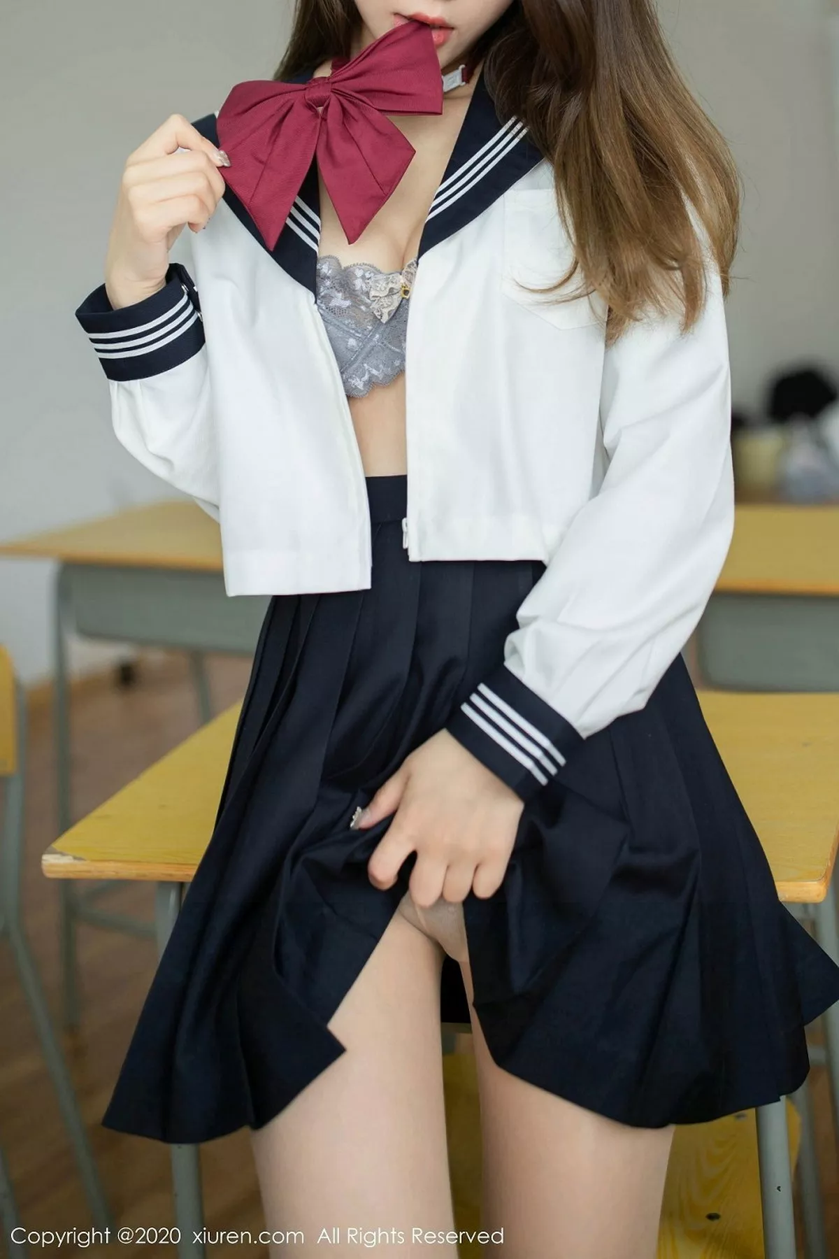 秀人集.com_[XiuRen秀人网]No.2230_嫩模夏诗雯Sally校园遭遇主题学生制服秀蕾丝内衣诱人写真66P