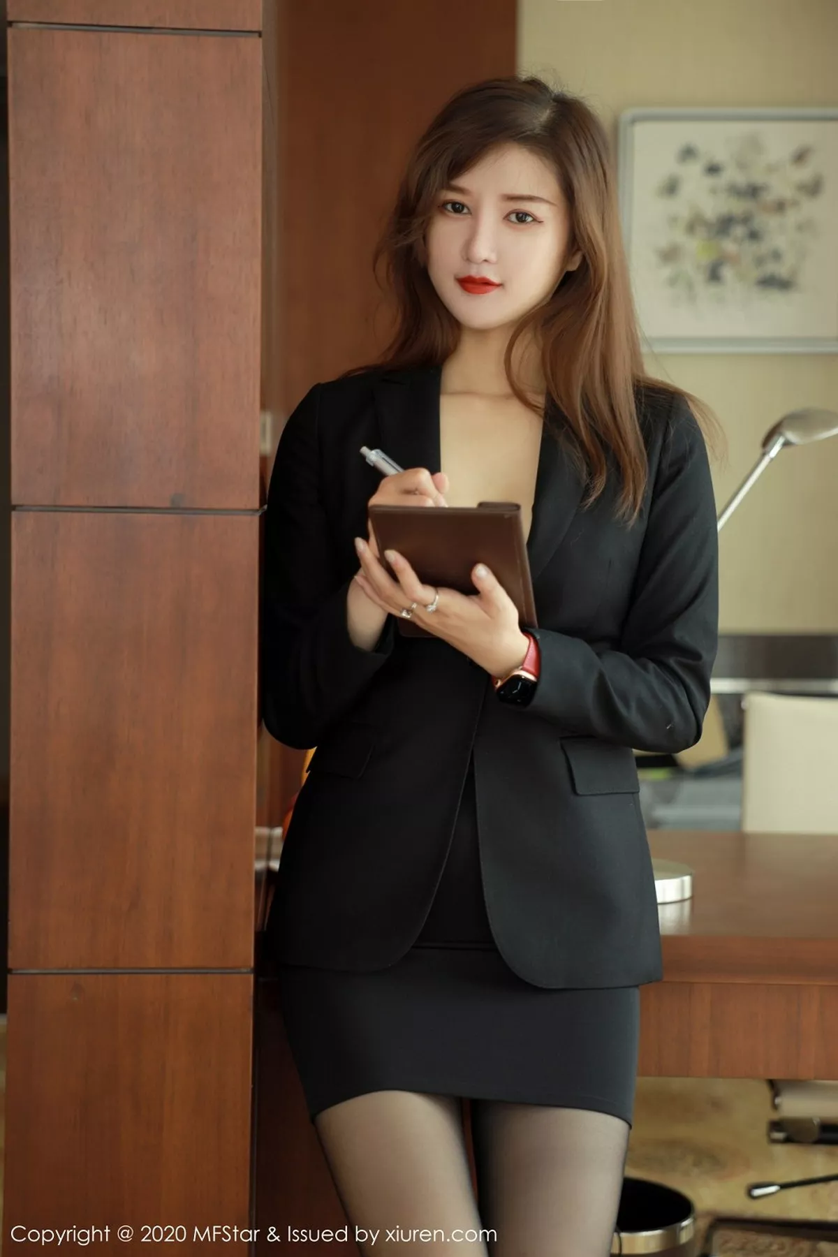 秀人集.com_[MFStar模范学院]Vol.363_嫩模文岗jeninfer私房黑色内衣配黑网袜露翘臀撩人诱惑写真49P