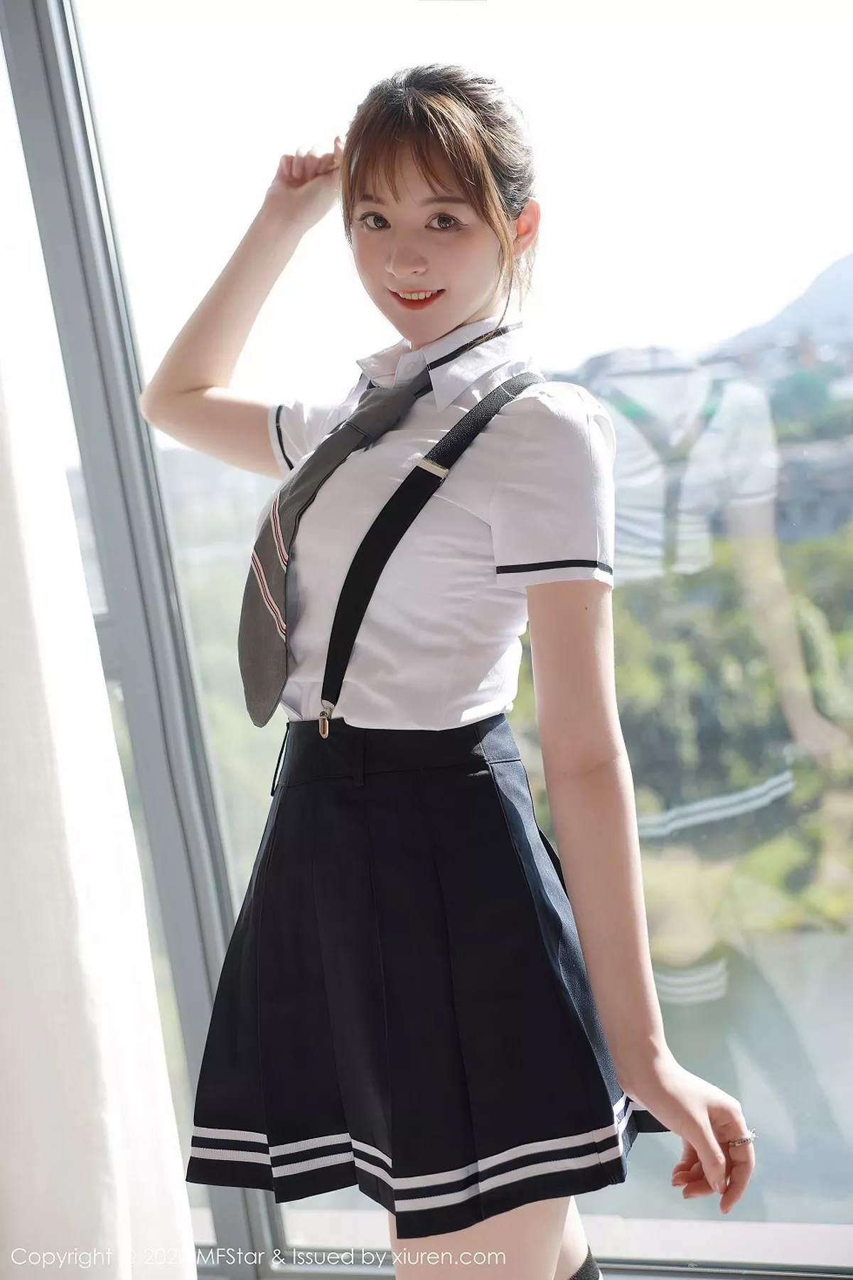 秀人集.com_[MFStar模范学院]Vol.390_嫩模yoo优优四川旅拍学院风校服主题半脱露性感内衣写真67P