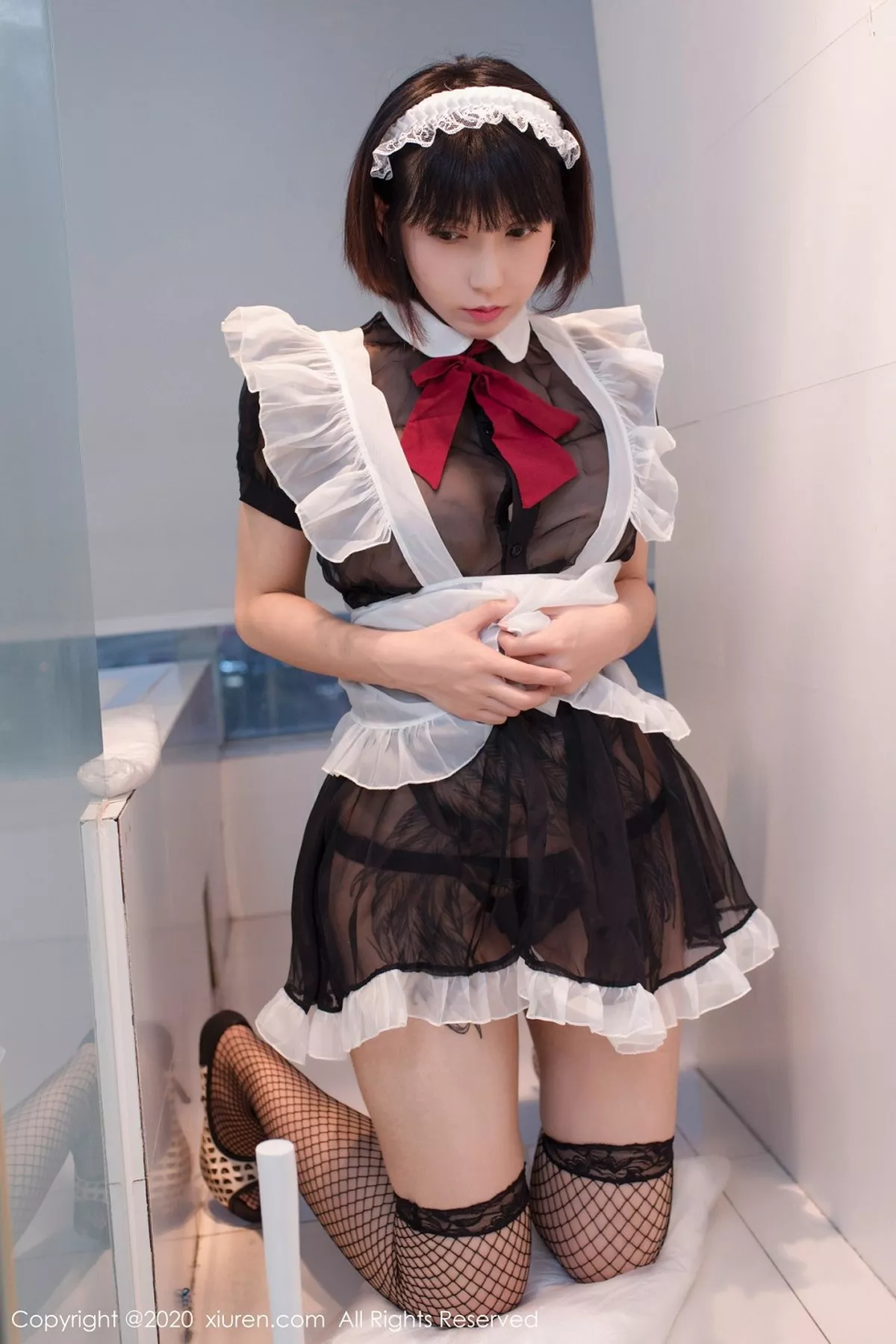 秀人集.com_[XiuRen秀人网]No.2494_大美妞安妮斯朵拉Ann私房黑色女仆装配黑丝渔网极致魅惑写真55P