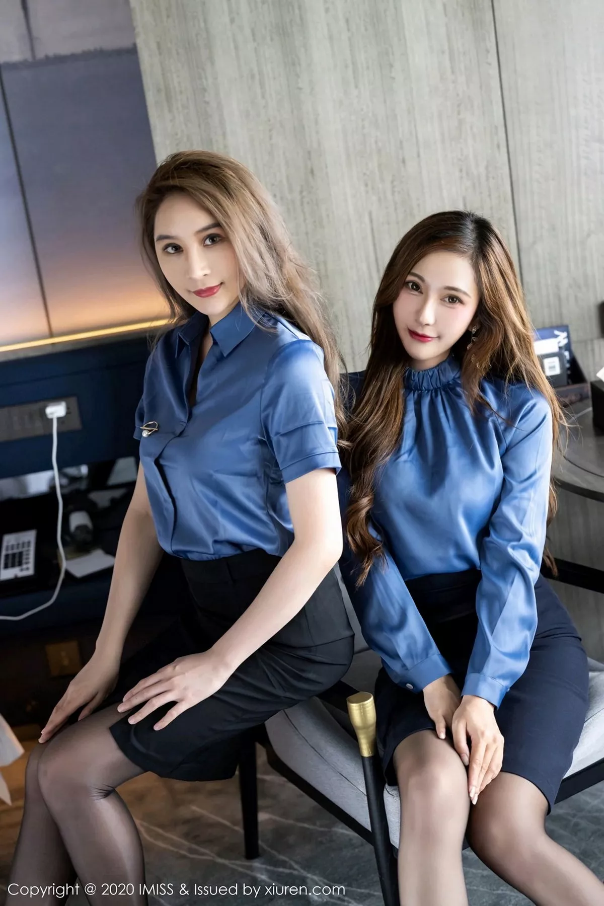 秀人集.com_[IMISS爱蜜社]Vol.519_丽质模特Lavinia肉肉＆Jermy典雅OL短裙配黑丝裤袜诱惑写真55P