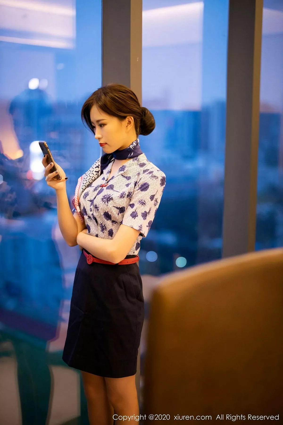 秀人集.com_[XiaoYu画语界]Vol.407_嫩模杨紫嫣Cynthia空乘制服主题性感内衣配黑丝裤袜诱惑写真82P