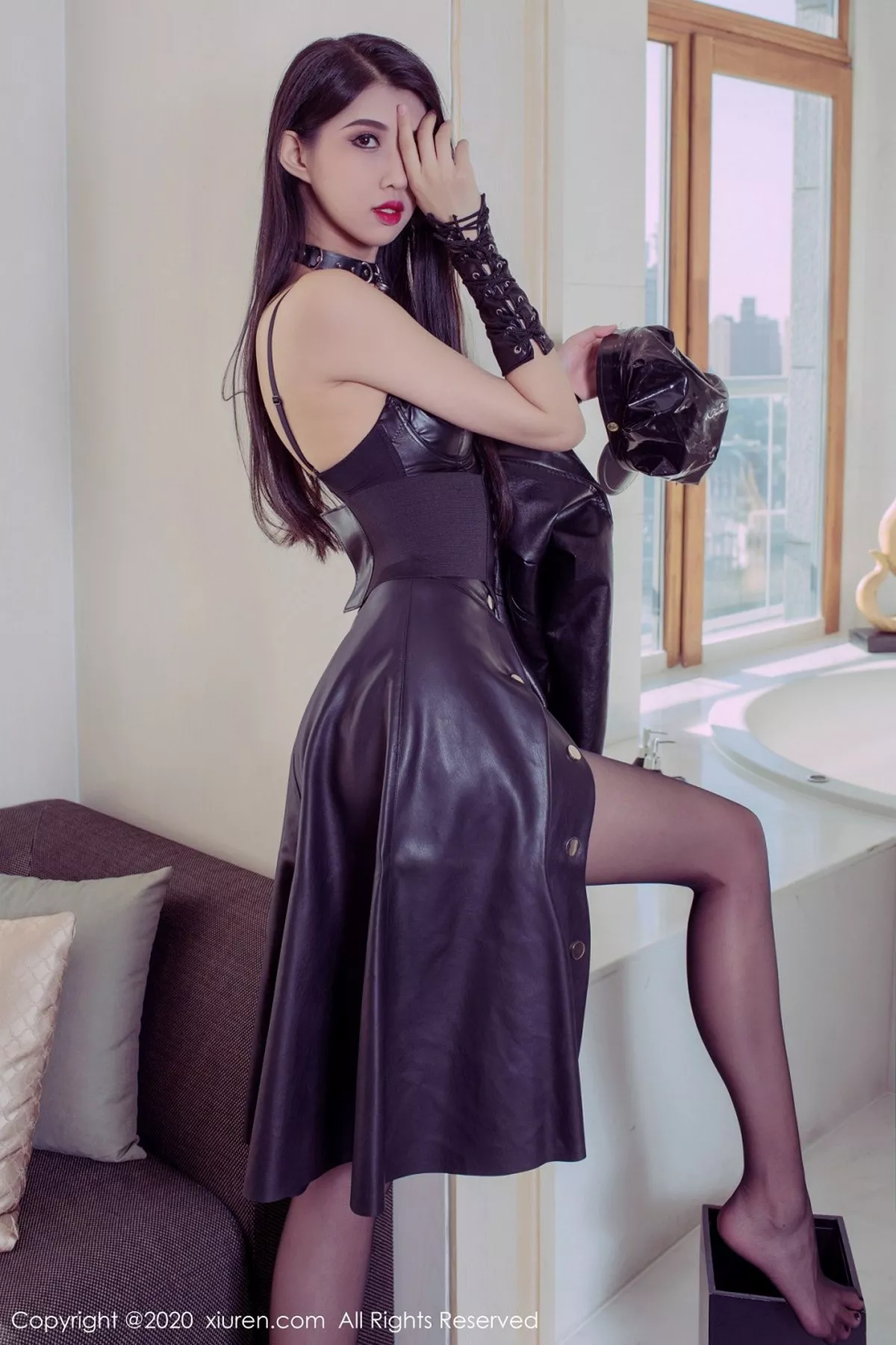 秀人集.com_[XiuRen秀人网]No.2790_嫩模葛征Model私房黑色皮质女王装秀高挑身材迷人诱惑写真62P