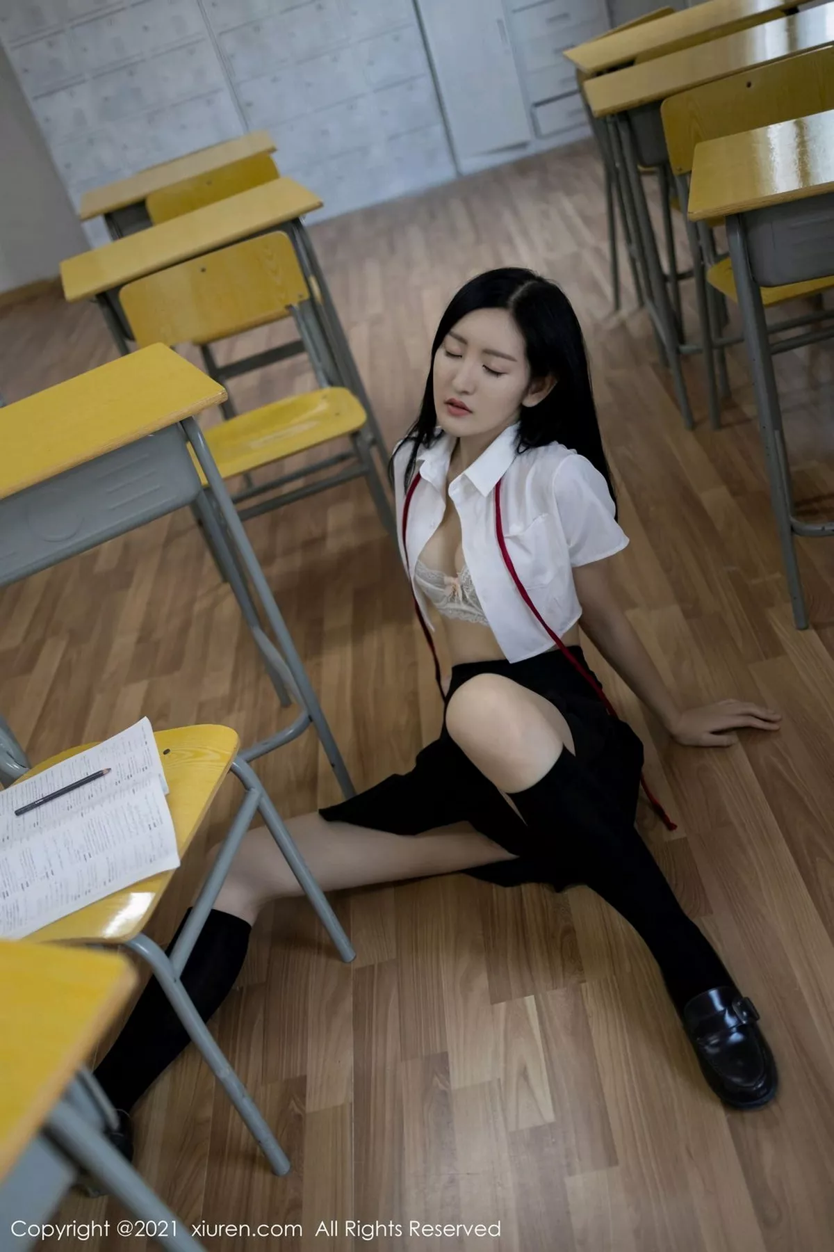 秀人集.com_[XiuRen秀人网]No.2970_女神沈梦瑶教室不良学生主题白衬衣配黑短裙撩人姿势诱惑写真60P