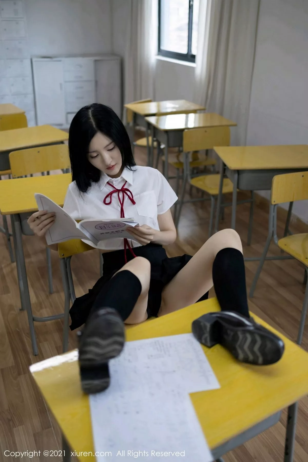 秀人集.com_[XiuRen秀人网]No.2970_女神沈梦瑶教室不良学生主题白衬衣配黑短裙撩人姿势诱惑写真60P