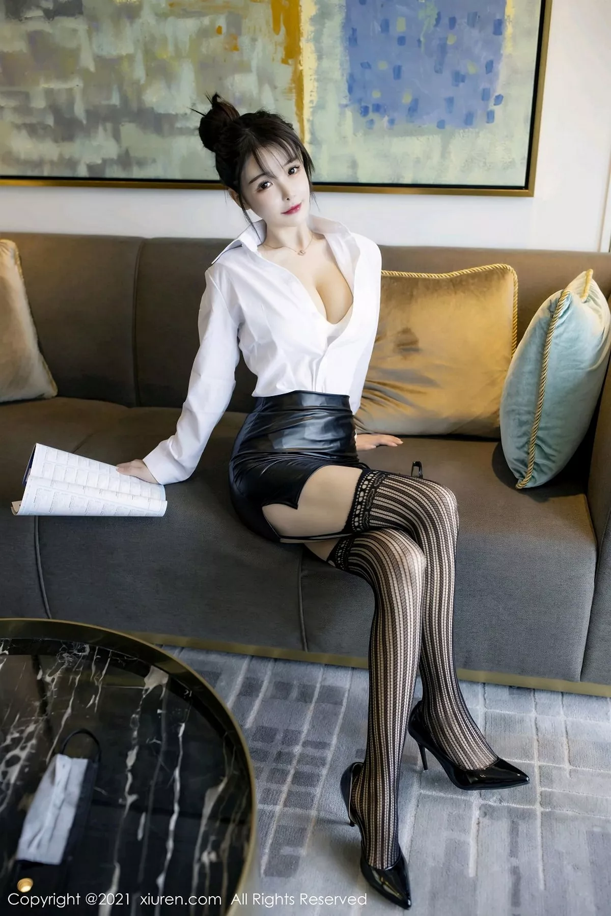 秀人集.com_[XiuRen秀人网]No.2976_嫩模南初妹妹经典秘书职业装主题白衬衣配黑短裙秀美腿诱惑写真53P