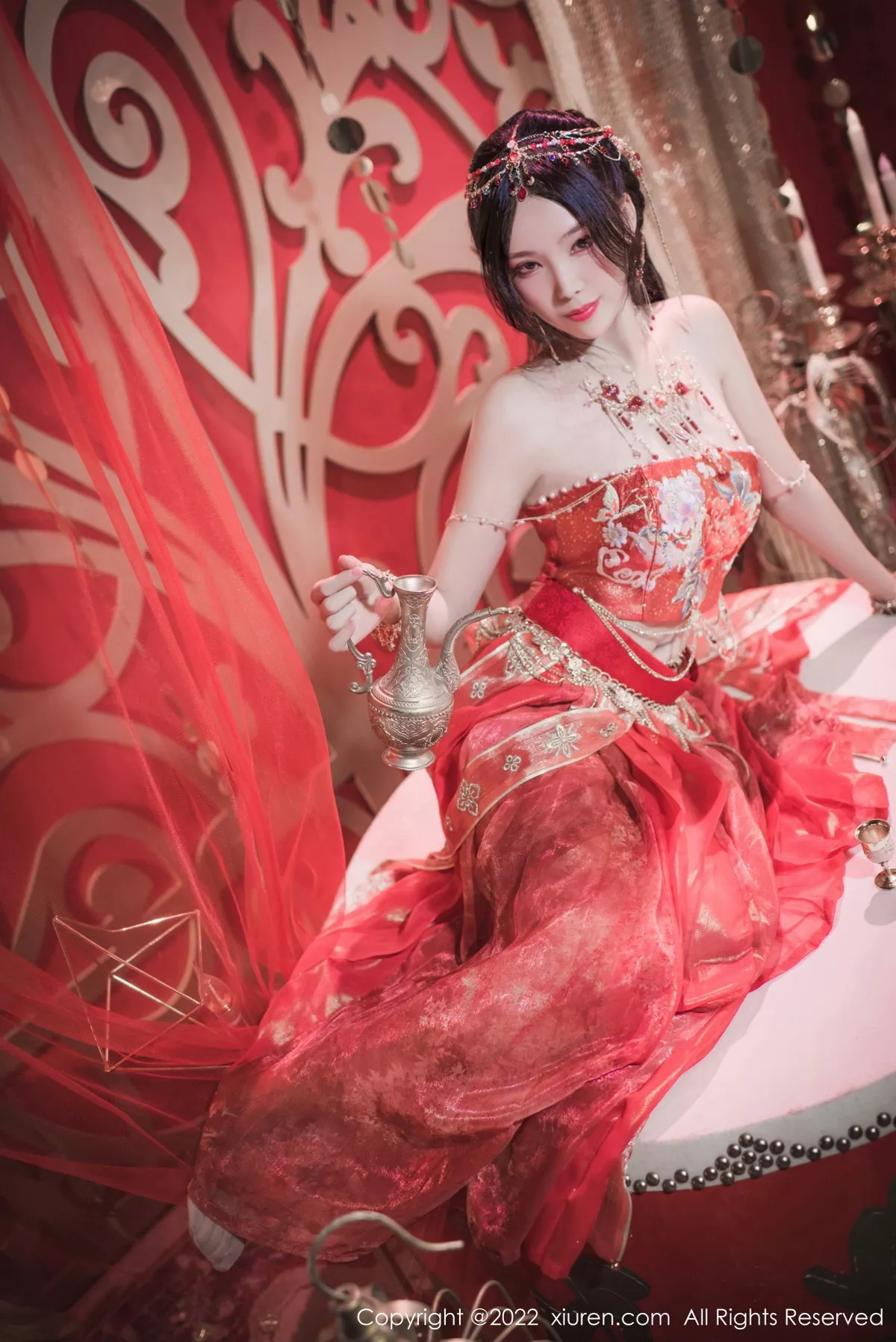 秀人集.com_[XiuRen秀人网]No.5699_模特利世性感西域舞娘扮演红色薄纱连衣裙秀曼妙身姿诱惑写真63P