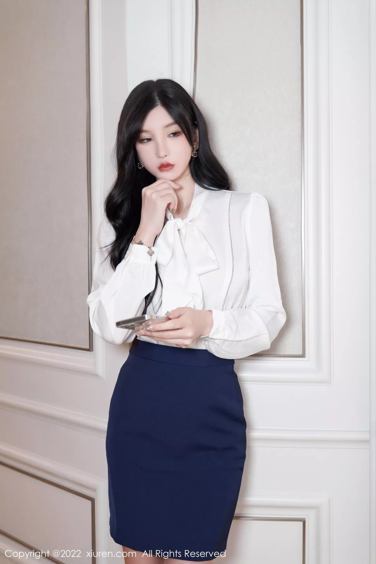 秀人集.com_[XiuRen秀人网]No.5716_女神周于希Sally白色上衣配蓝短裙半脱露橙色蕾丝内衣诱惑写真85P