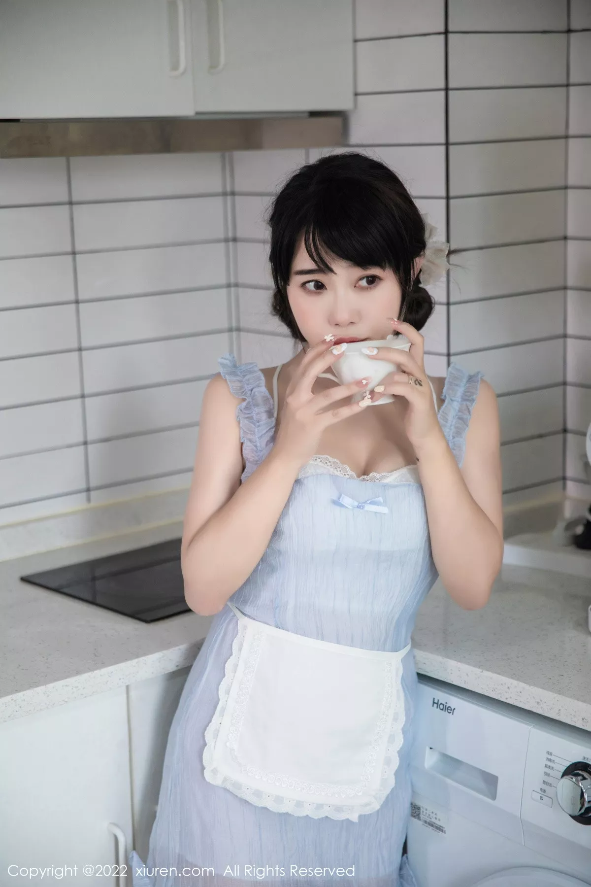 秀人集.com_[XiuRen秀人网]No.5834_模特严利娅Yuliya私房性感浅蓝色女仆服饰秀翘臀美腿诱惑写真53P