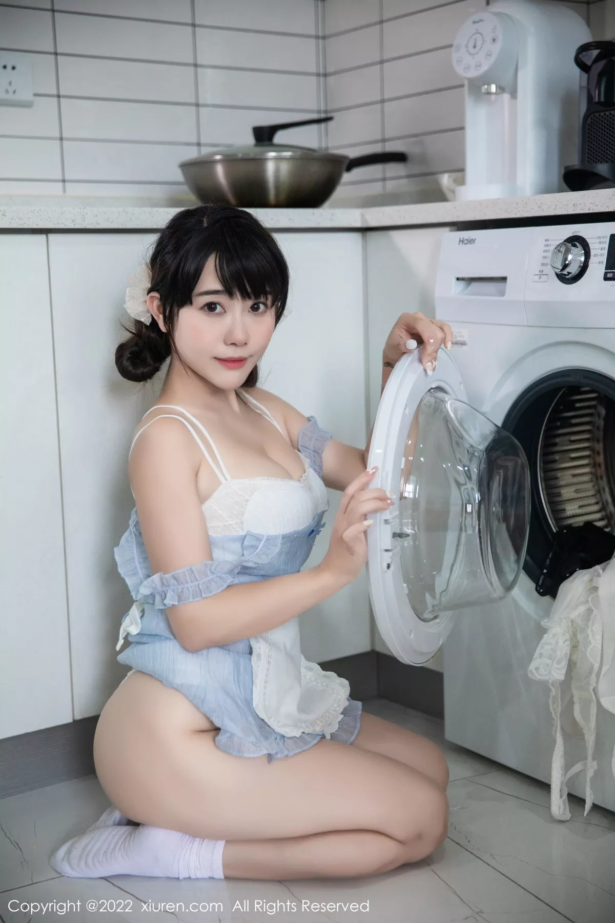 秀人集.com_[XiuRen秀人网]No.5834_模特严利娅Yuliya私房性感浅蓝色女仆服饰秀翘臀美腿诱惑写真53P