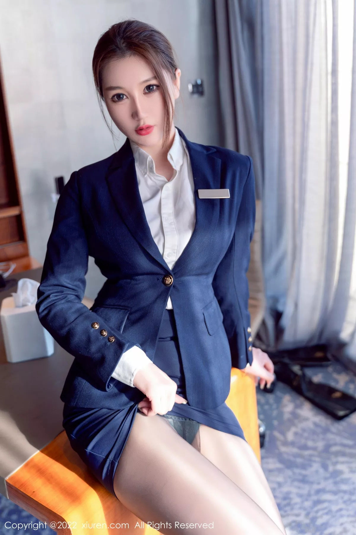 秀人集.com_[XiuRen秀人网]No.5918_模特顾乔楠Cora脱蓝色制服露性感内衣配超薄无内黑丝诱惑写真72P
