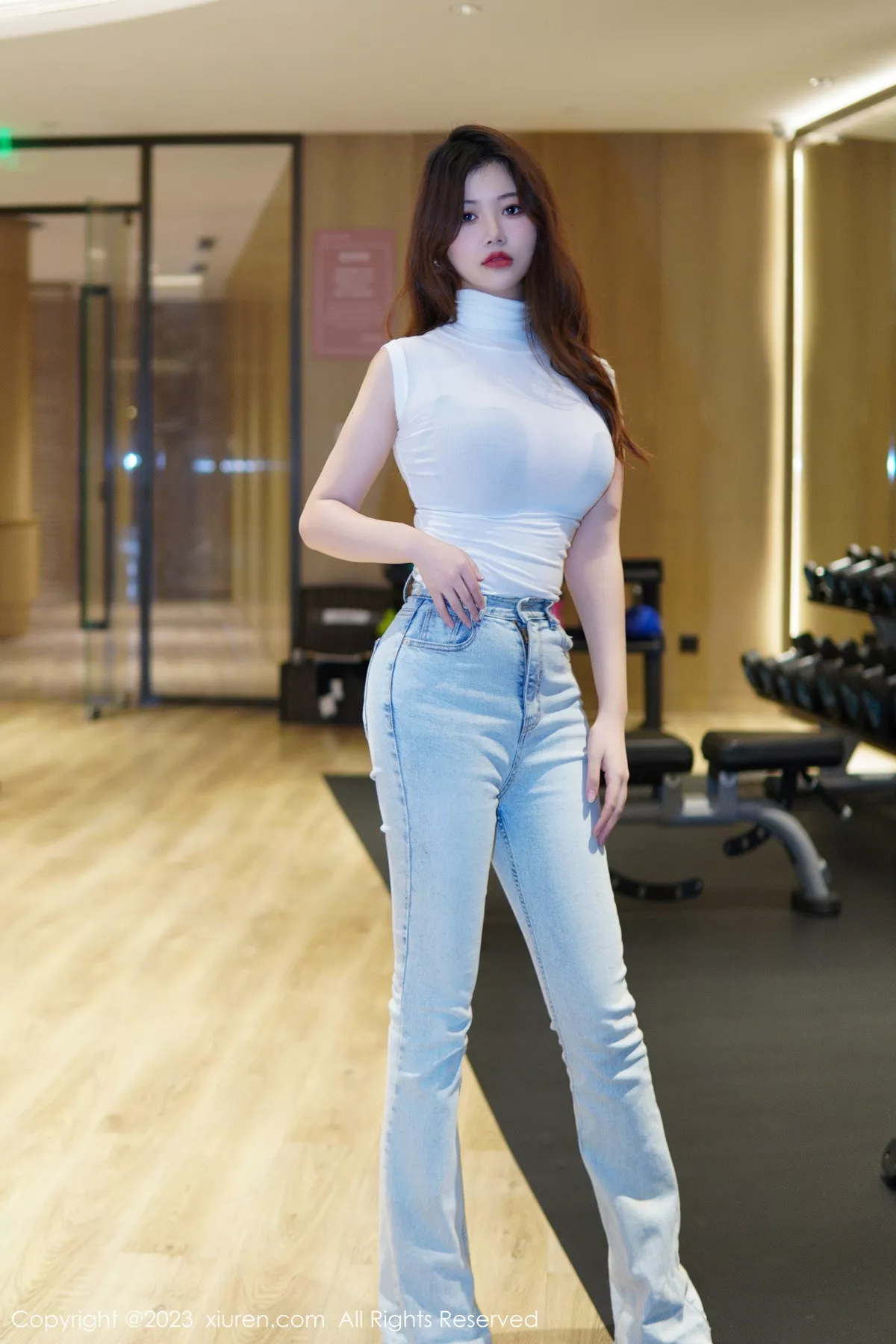 秀人集.com_[XiuRen秀人网]No.6102_模特奈奈子健身房剧情性感半透上衣配超薄无内肉丝惹火诱惑写真80P