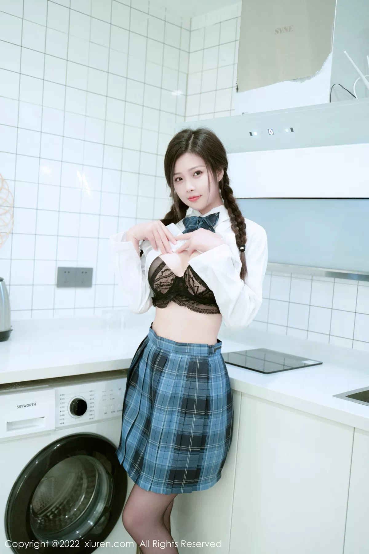 秀人集.com_[XiuRen秀人网]No.6029_模特星萌性感制服诱惑半脱露轻透蕾丝内衣配黑丝吊袜诱惑写真60P