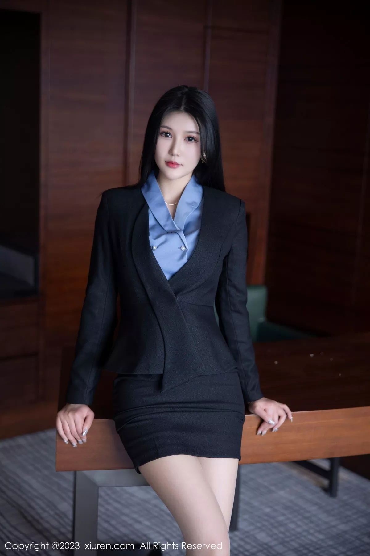 秀人集.com_[XiuRen秀人网]No.6254_新人模特圆圆酱性感Ol装扮露黑色蕾丝内衣配原色丝袜诱惑写真86P