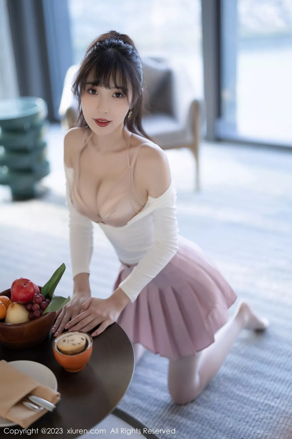 秀人集.com_[XiuRen秀人网]No.6263_模特林星阑白色上衣配粉色短裙露性感内衣秀曼妙身材诱惑写真85P