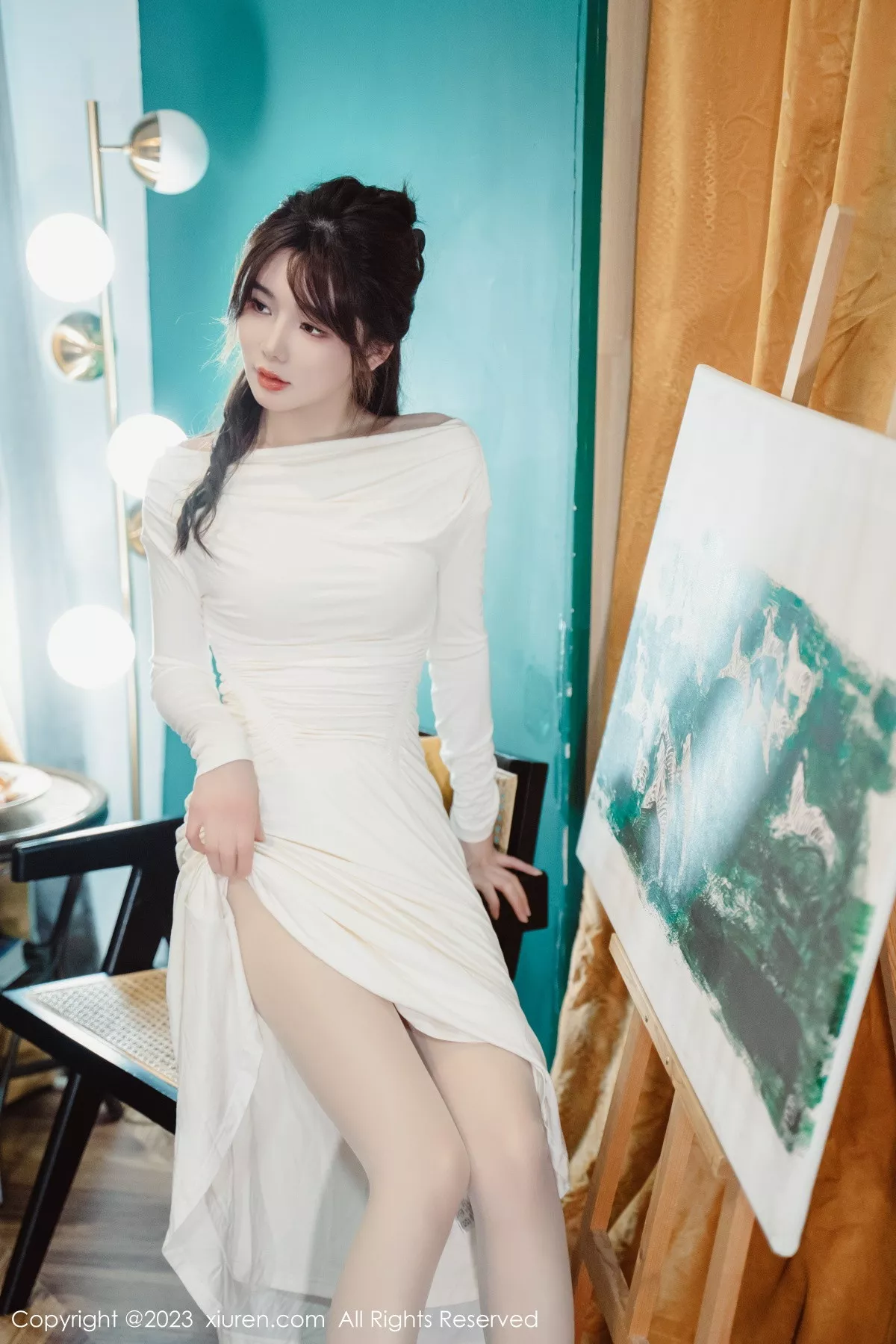 秀人集.com_[XiuRen秀人网]No.6182_模特婠婠么脱白色连衣长裙露蕾丝内衣配开档白丝迷人诱惑写真79P