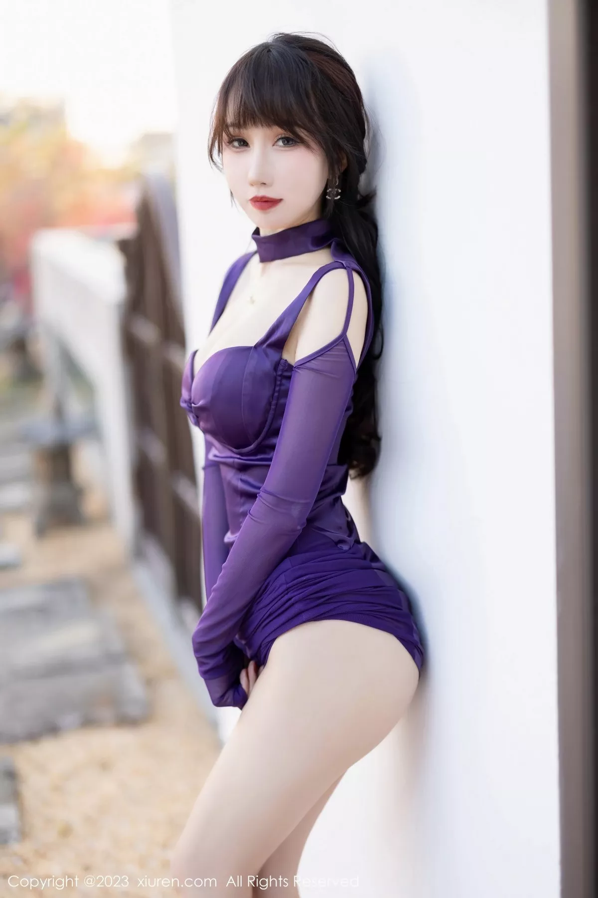 秀人集.com_[XiuRen秀人网]No.6419_模特波巧酱脱紫色连衣长裙露淡红轻透内衣秀曼妙身姿诱惑写真81P