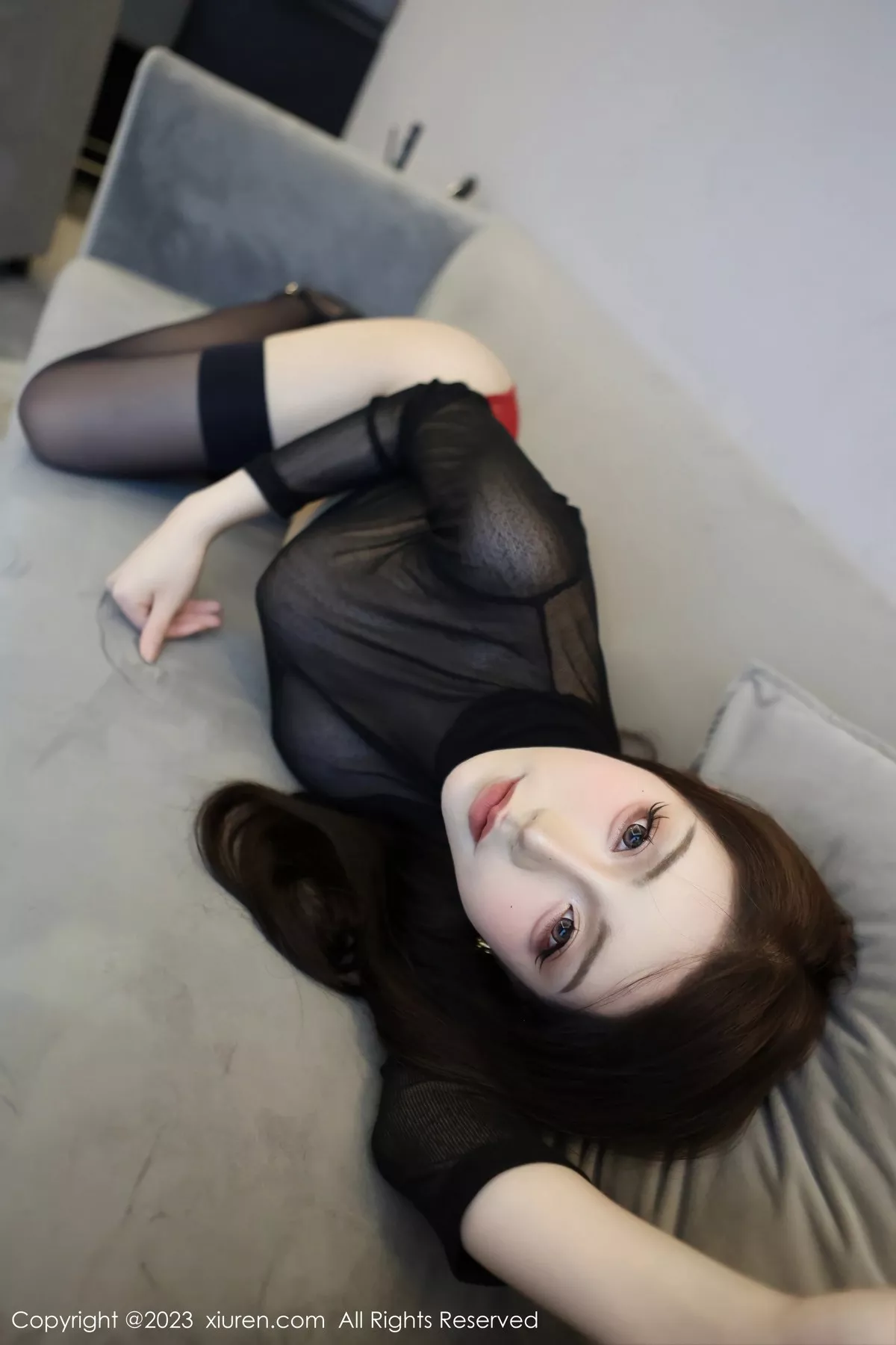 秀人集.com_[XiuRen秀人网]No.6496_新人模特金幼汐Vivian性感黑色薄纱配黑长裤秀惹火身材诱惑写真80P