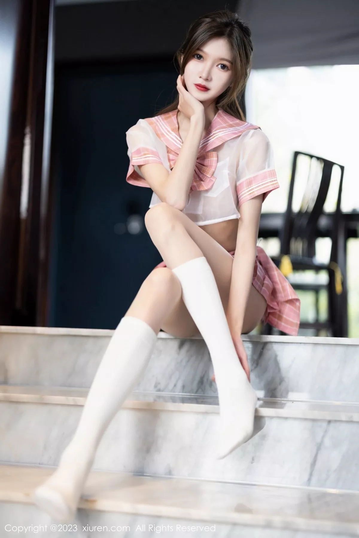 秀人集.com_[XiuRen秀人网]No.6517_模特程程程粉色轻透薄纱短裙套装露性感内衣配超薄肉丝诱惑写真71P