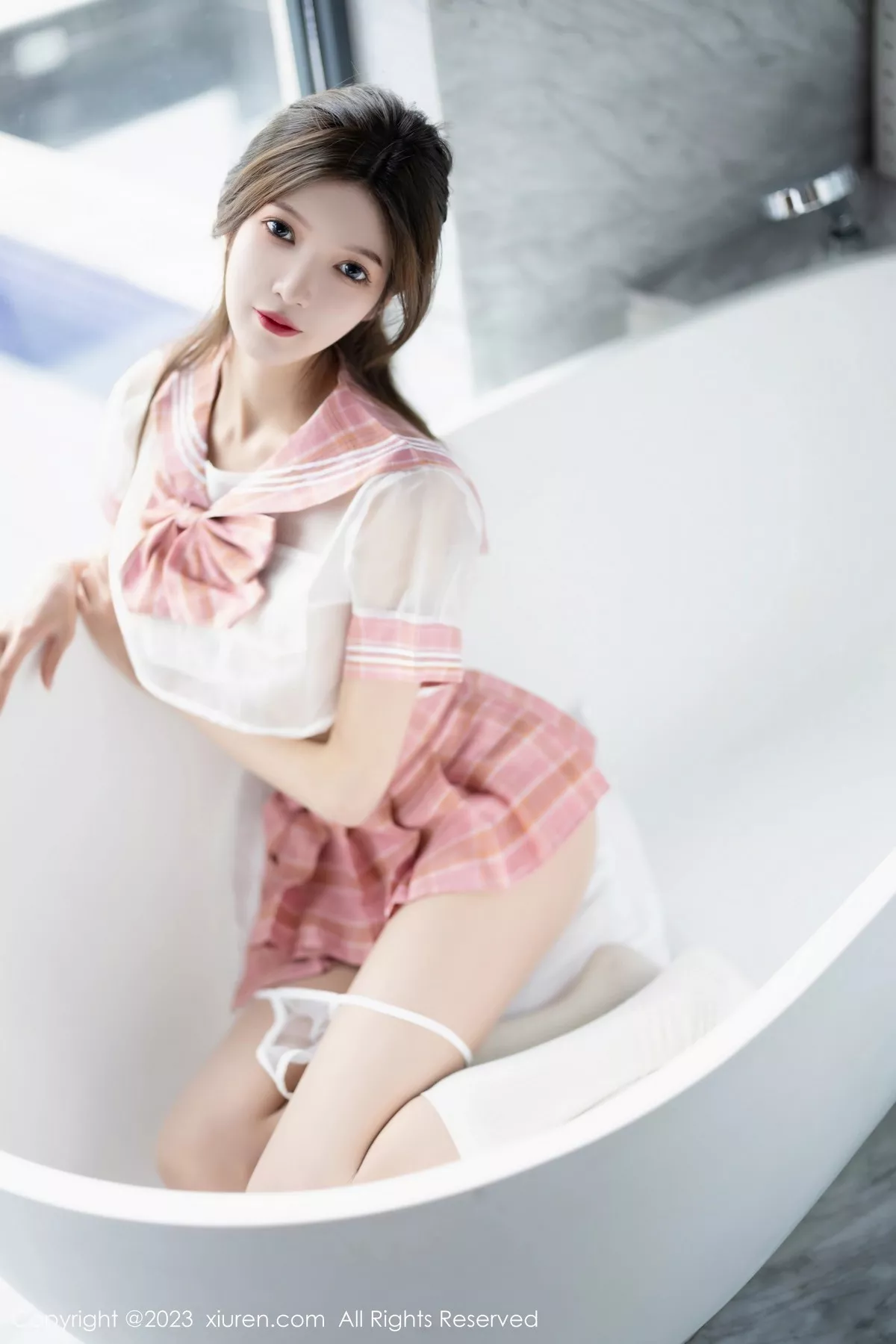 秀人集.com_[XiuRen秀人网]No.6517_模特程程程粉色轻透薄纱短裙套装露性感内衣配超薄肉丝诱惑写真71P