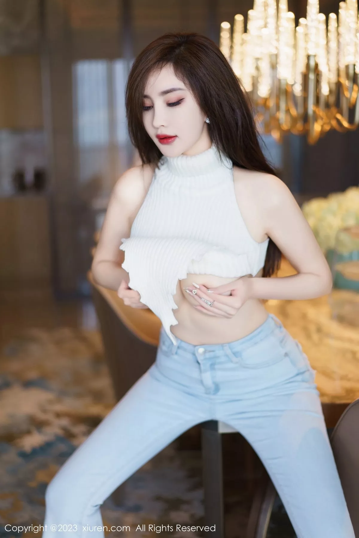 秀人集.com_[XiuRen秀人网]No.6534_女神Carol周妍希白色超短衣配牛仔裤露傲人豪乳极致诱惑写真71P