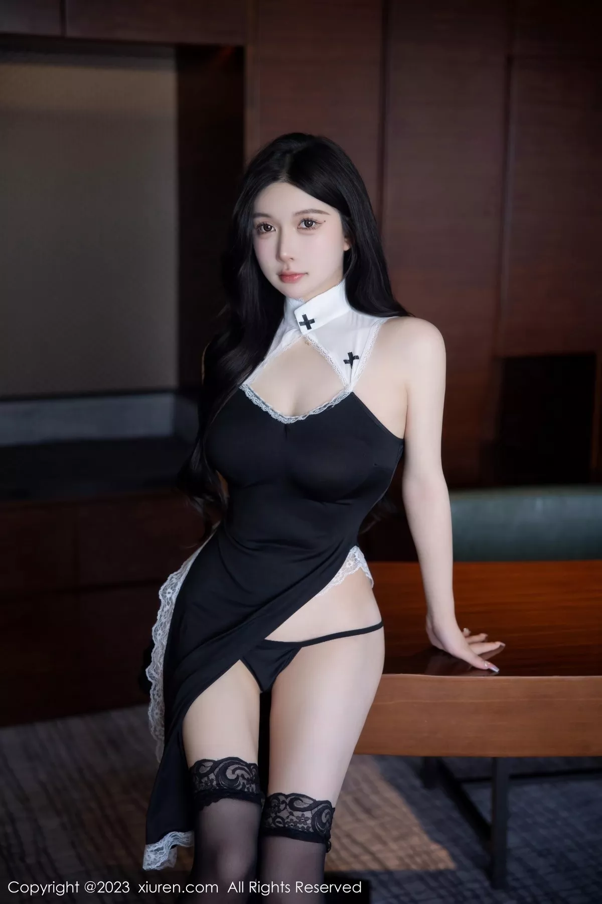 秀人集.com_[XiuRen秀人网]No.6577_模特林珊珊性感黑色修女服配超薄黑丝半脱秀曼妙身姿诱惑写真86P