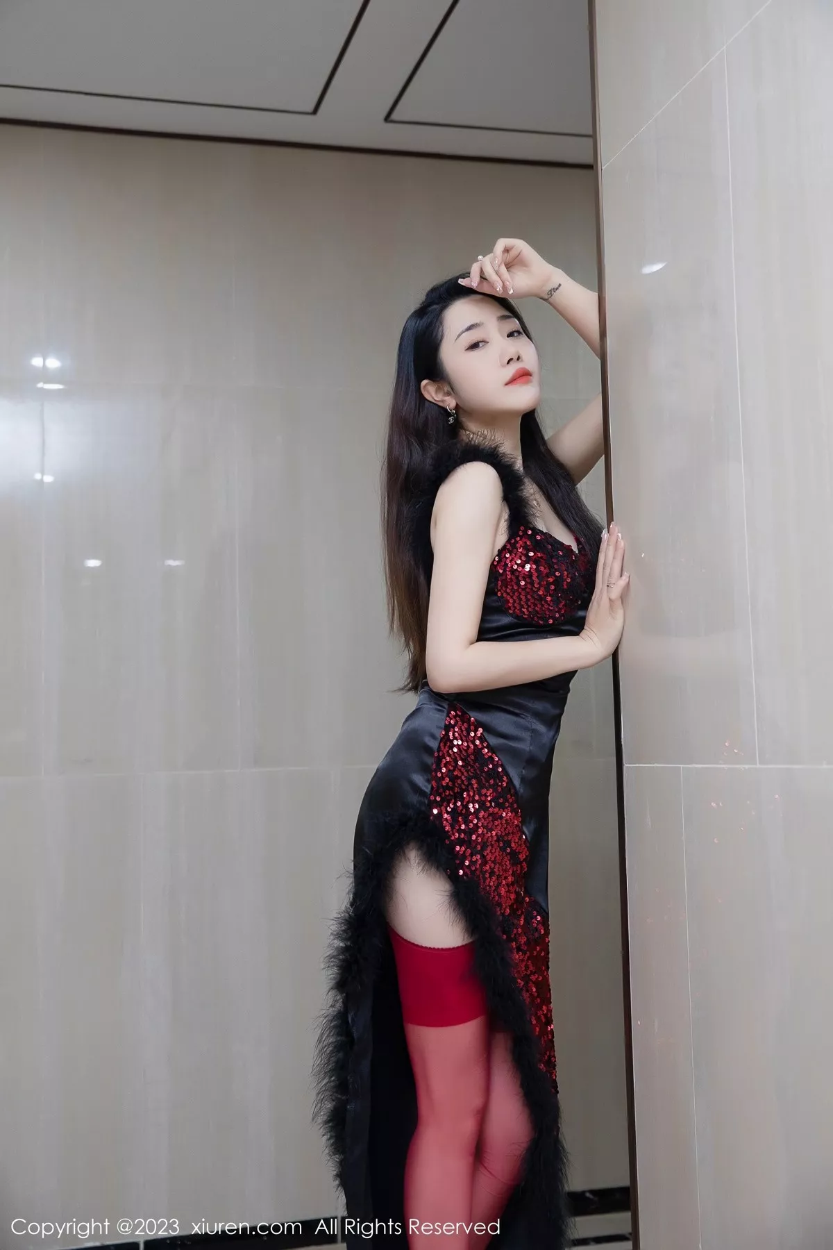 秀人集.com_[XiuRen秀人网]No.6587_模特严利娅Yuliya私房性感红色蕾丝情趣内衣配红色丝袜诱惑写真68P