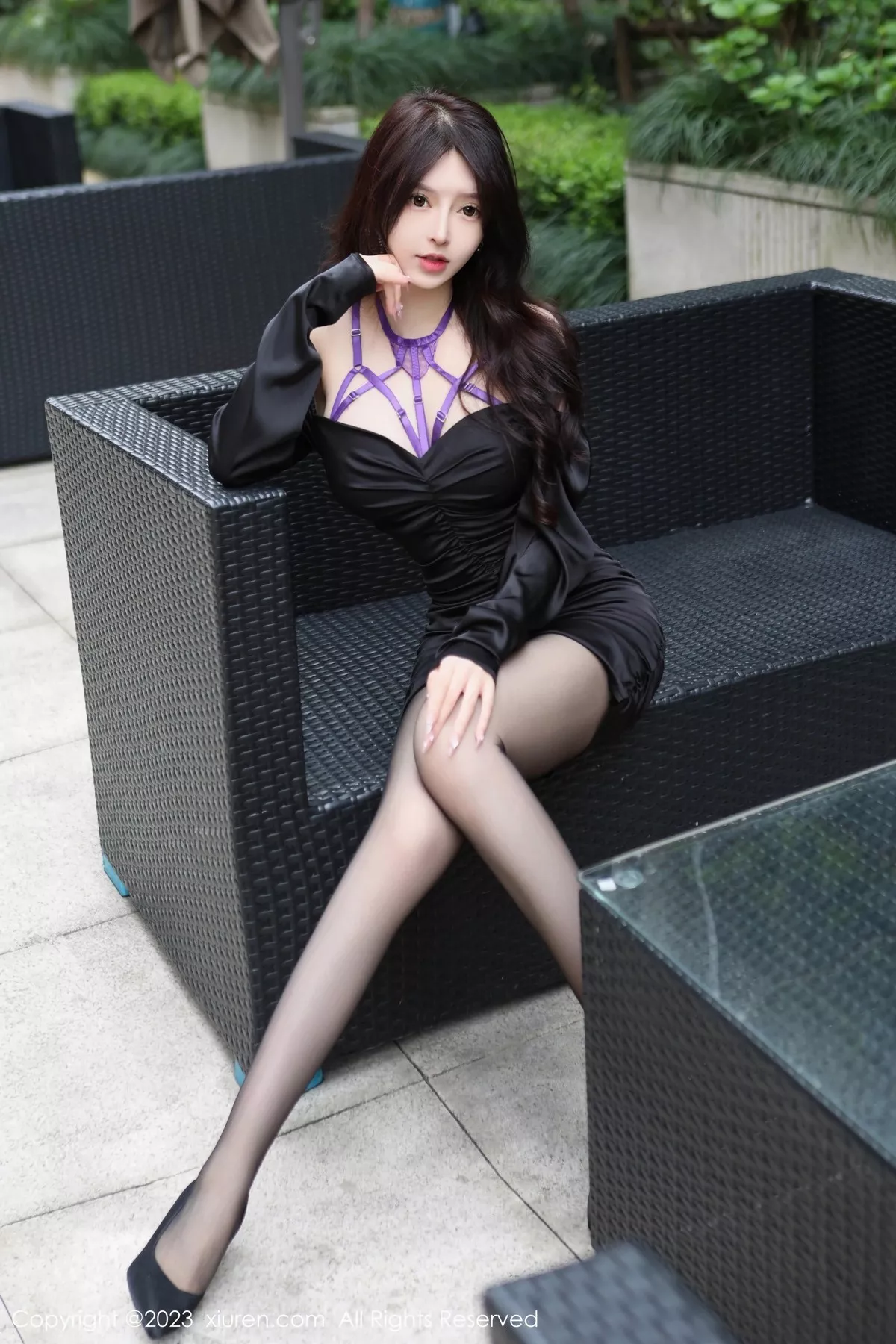 秀人集.com_[XiuRen秀人网]No.6638_模特玉兔miki性感黑色露肩连身裙露紫色蕾丝内衣完美诱惑写真83P