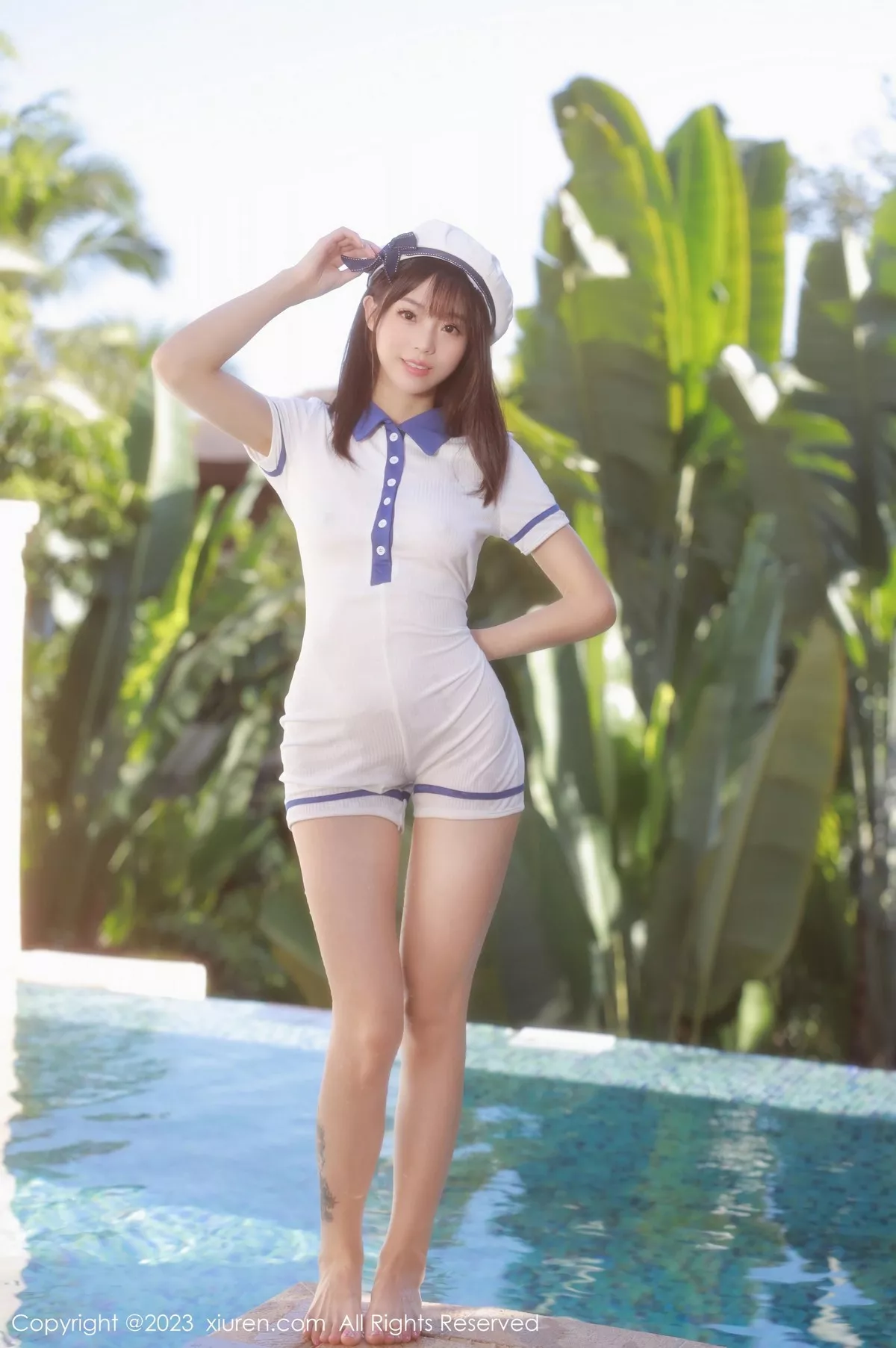 秀人集.com_[XiuRen秀人网]No.6686_模特佘贝拉bella泳池性感白色海军服半脱秀完美身材诱惑写真67P